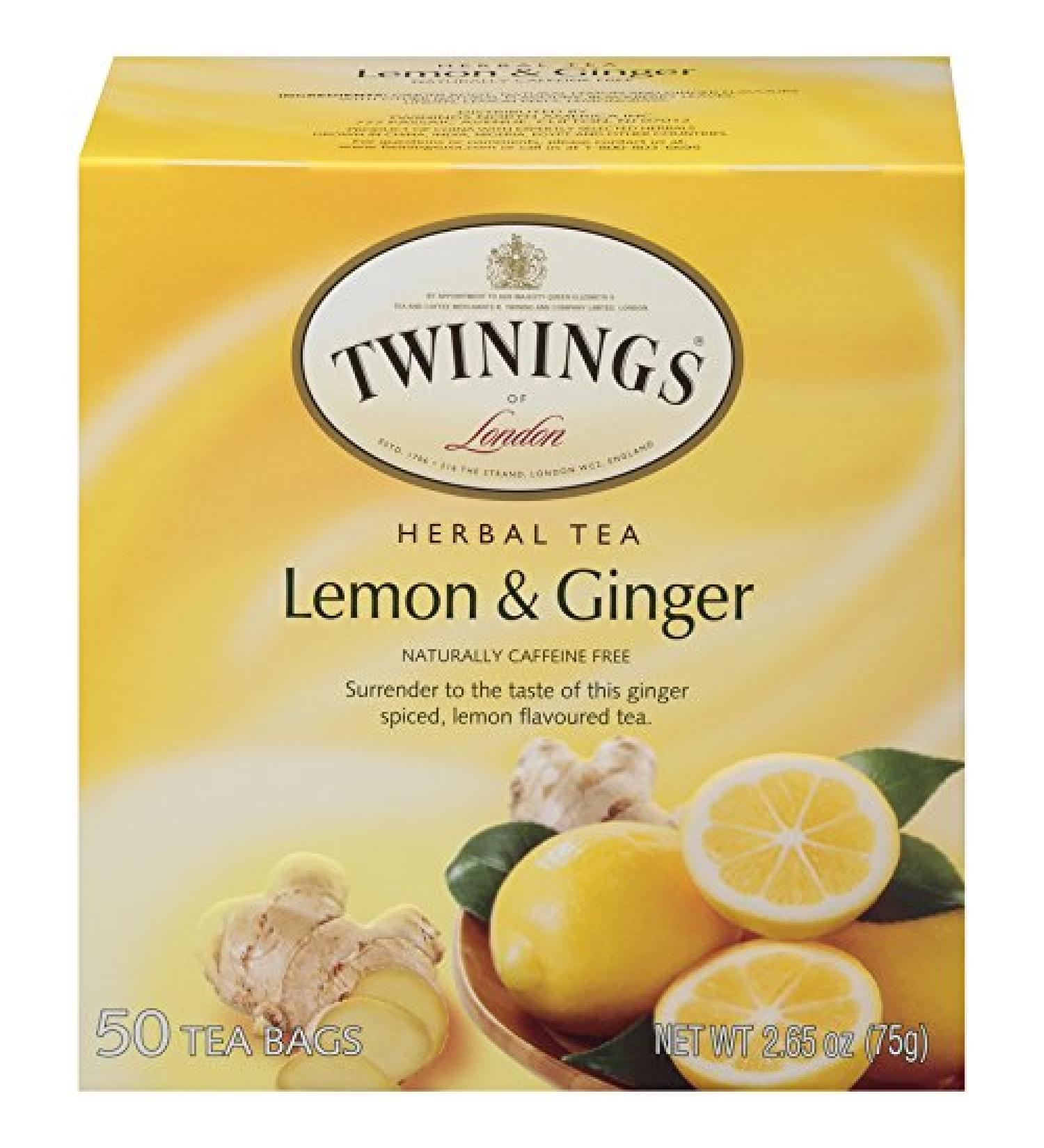 Buy Twinings Herbal Tea Lemon & Ginger Caffeine Free - 25 Tea Bags | 1.32 oz - Buy Online on GoSupps.com