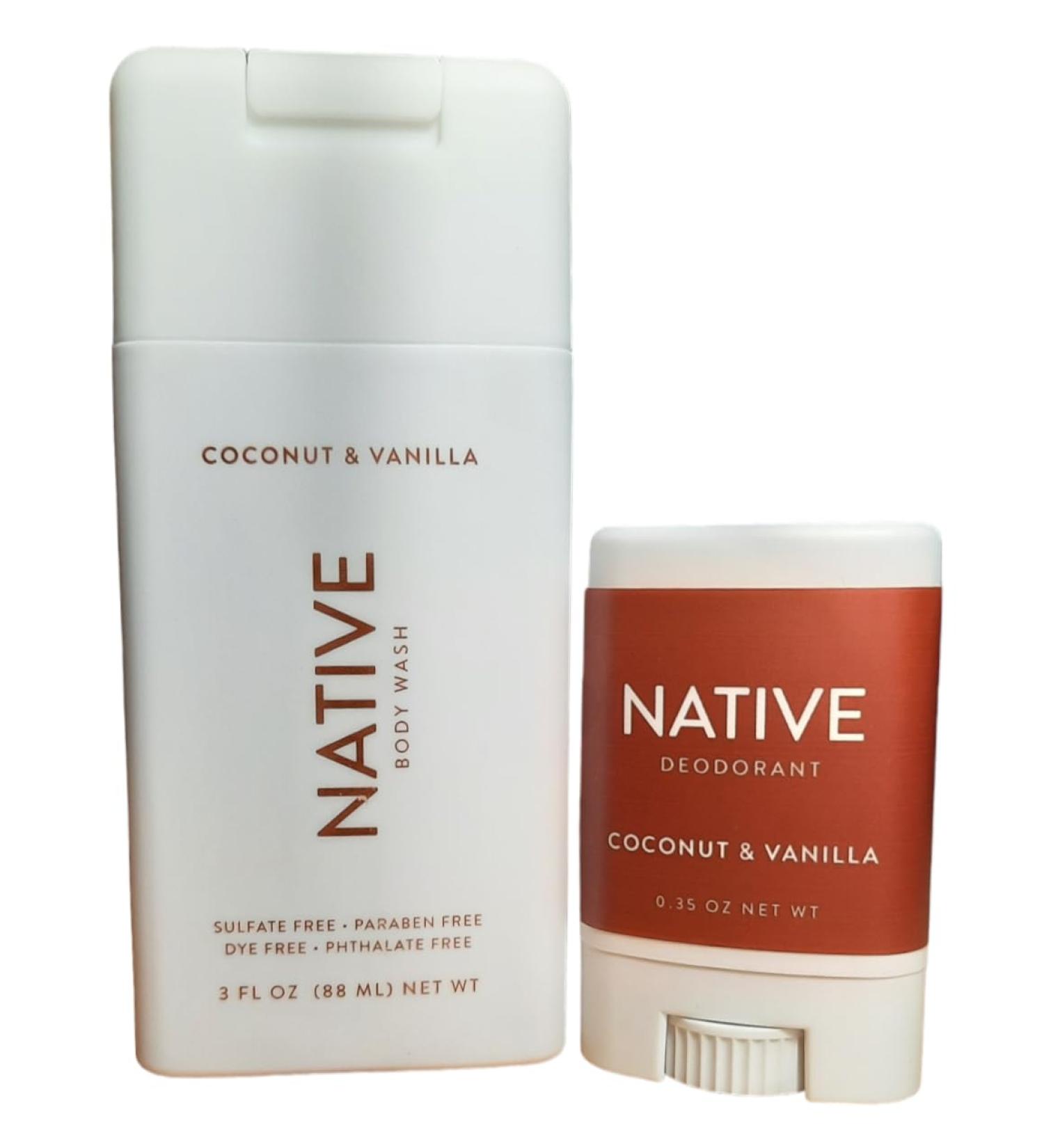 Native Coconut & Vanilla Travel Size Body Wash & Deodorant Set - International Shipping Available - Buy Online on GoSupps.com