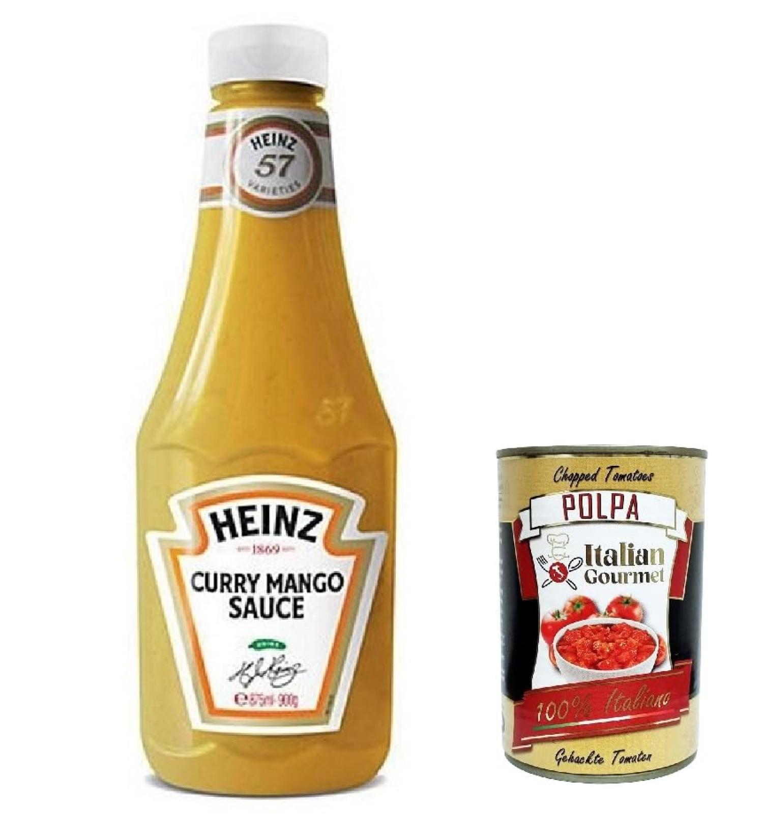  Italian Gourmet E.R. Heinz Curry Mango 6-pack squeeze bottles for sauce 875ml + Gourmet Italian Polpa 400g - Buy Online on GoSupps.com