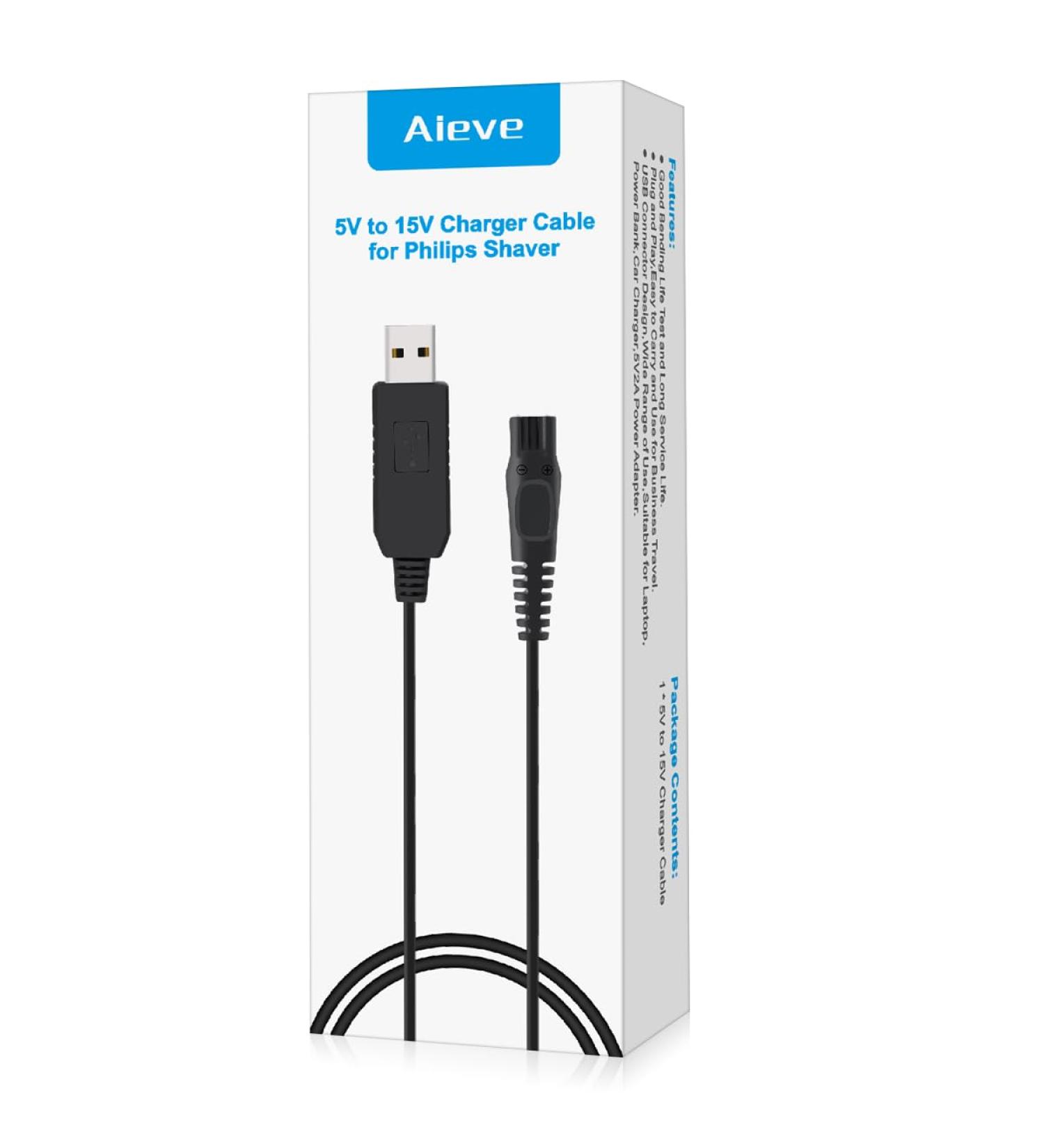 15V USB Charging Cable for Philips Norelco Shavers - HQ8505 Series Compatible - AIEVE Charger - Buy Online on GoSupps.com