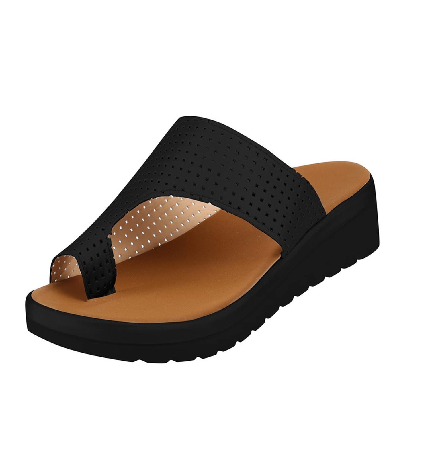 Yytcsjz Comfortable Women's Plateau Sandals | Breathable Open Toe Beach Hiking Shoes for Summer | Bale Tooth Correction | Planar Fasciitis Relief | Size 37 EU - Black - Buy Online on GoSupps.com