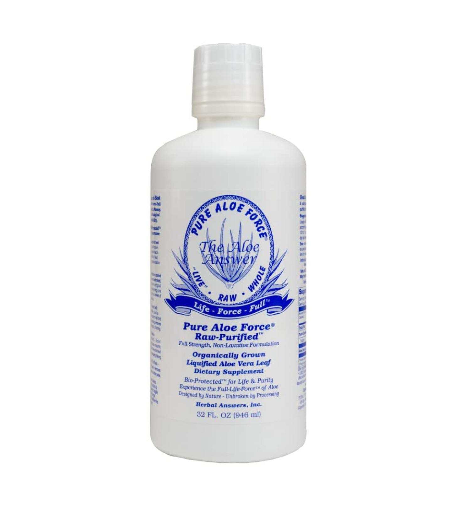 Herbal Answers Pure Aloe Force - 32 fl oz Liquified Aloe Vera Leaf for Health & Wellness - Buy Online on GoSupps.com