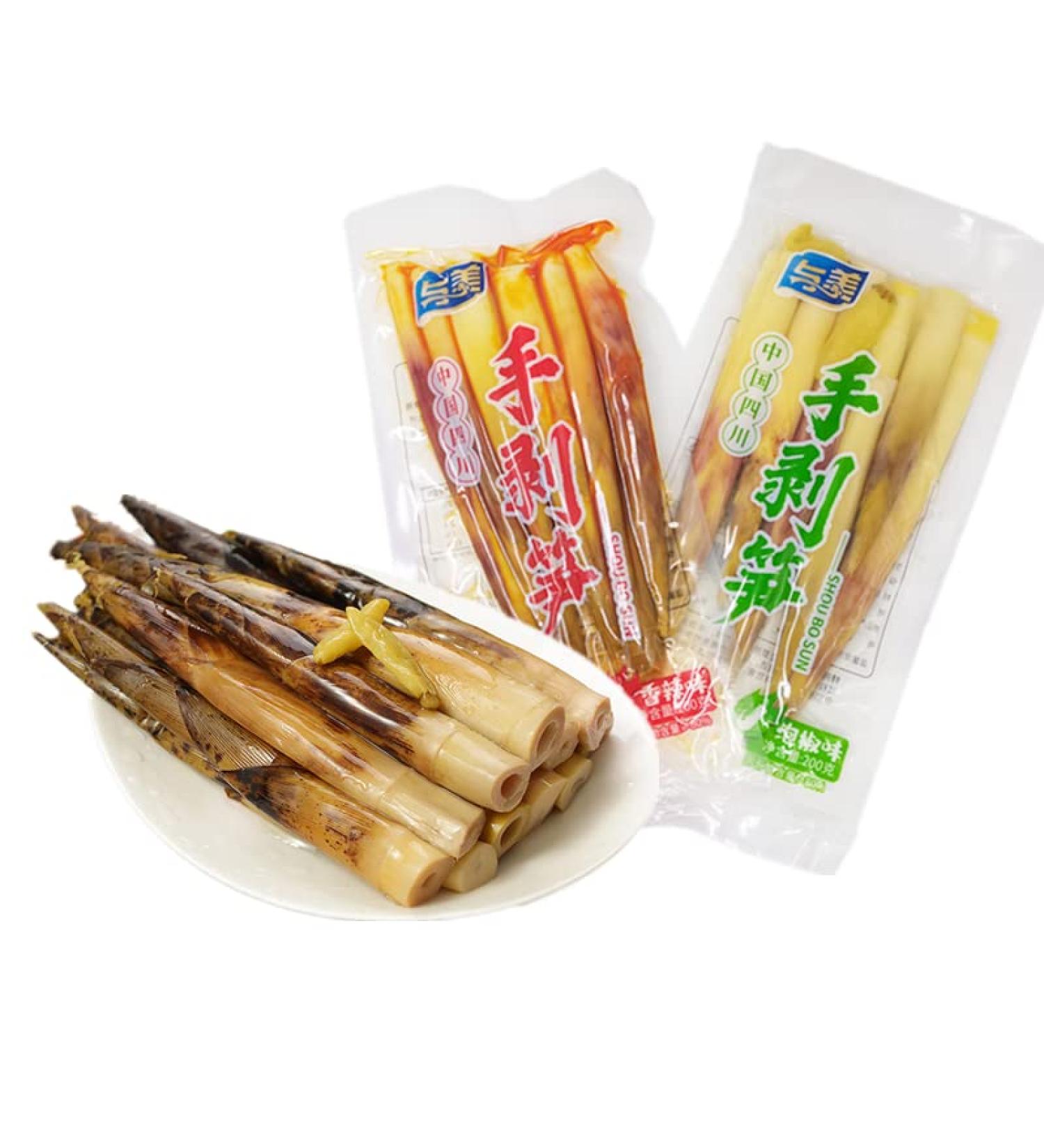Instant hand peeled bamboo shoots 400g Pickled pepper Crispy Bamboo shoots spicy chinese snack fresh mountain pepper bamboo shoots spicy strips Vegetables (Pickled Pepper Flavor400g/Pack 2 pack) Pickled Pepper Flavor400g/Pack 2 pack - Buy Online on GoSupps.com