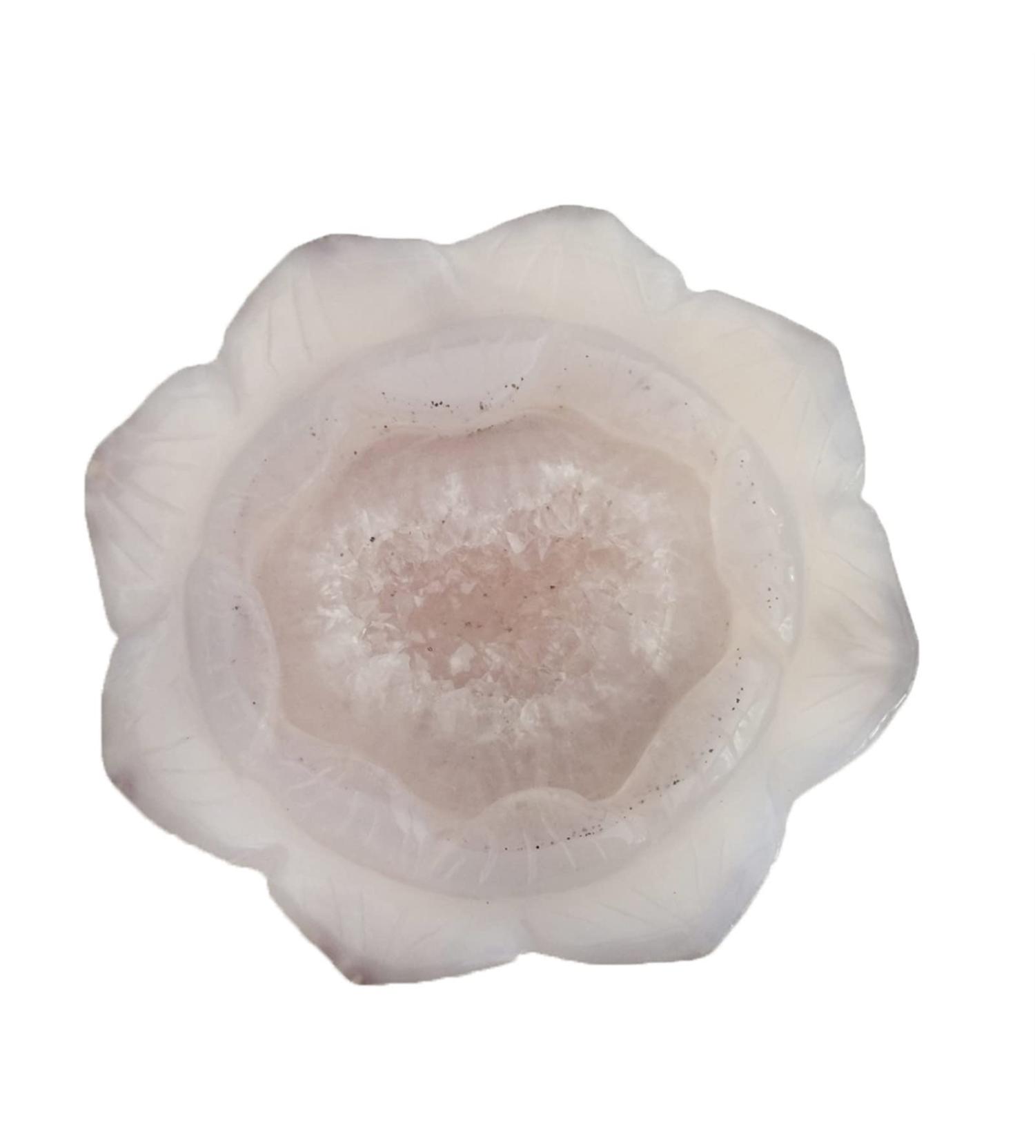 TRUSTTWO Natural Agate Geode Lotus Figurine Quartz Drusy Cluster Flower Mineral Specimen Healing Crystal Stone Wedding Party Decoration The New - Buy Online on GoSupps.com