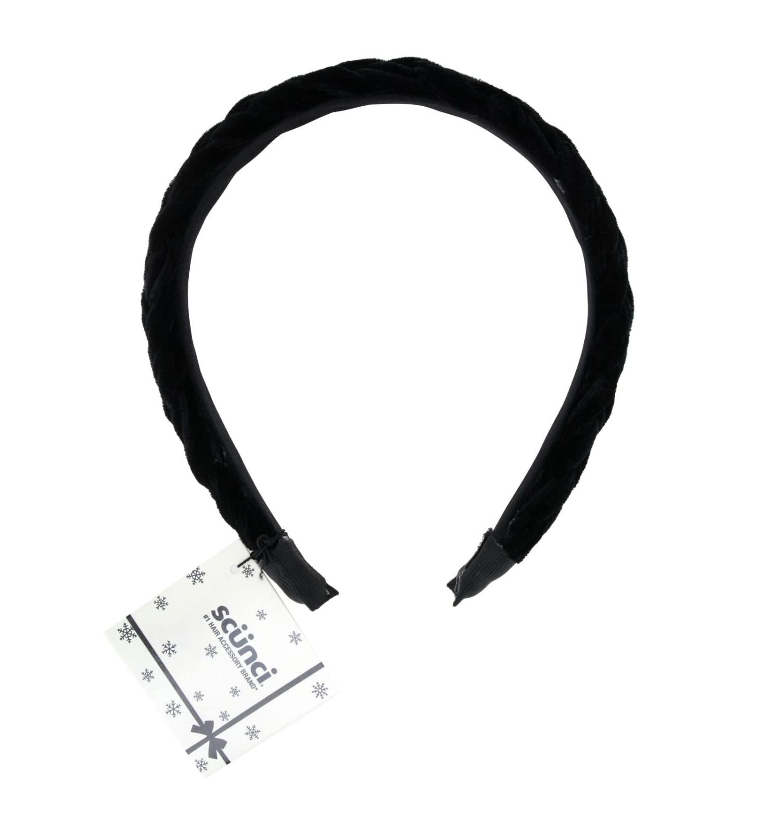 Scunci Velvet Braided Headband  Black  1-Piece