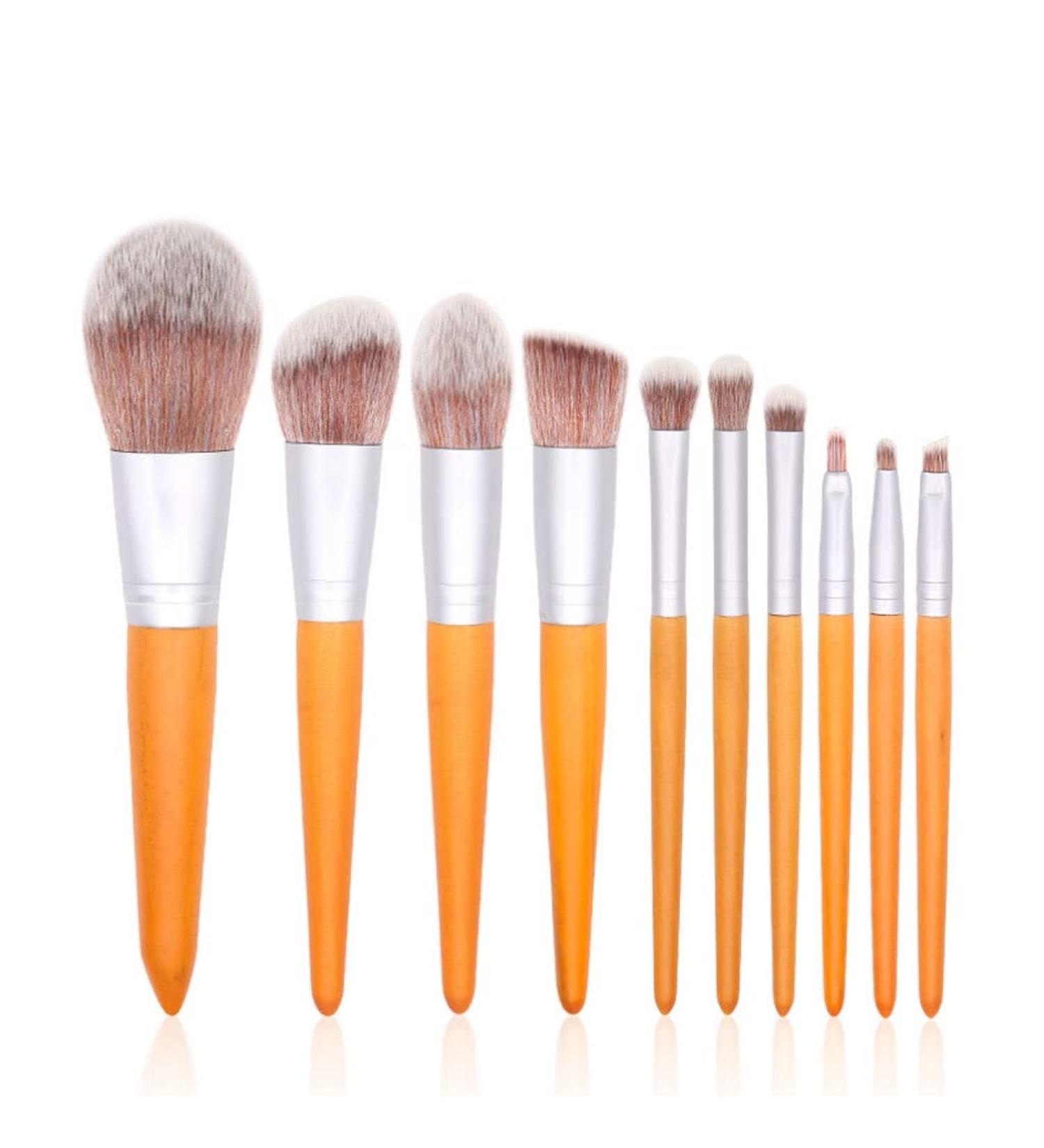 10-Piece Makeup Brush Set | Premium Wooden Handle Beauty Tools for Flawless Application - Buy Online on GoSupps.com