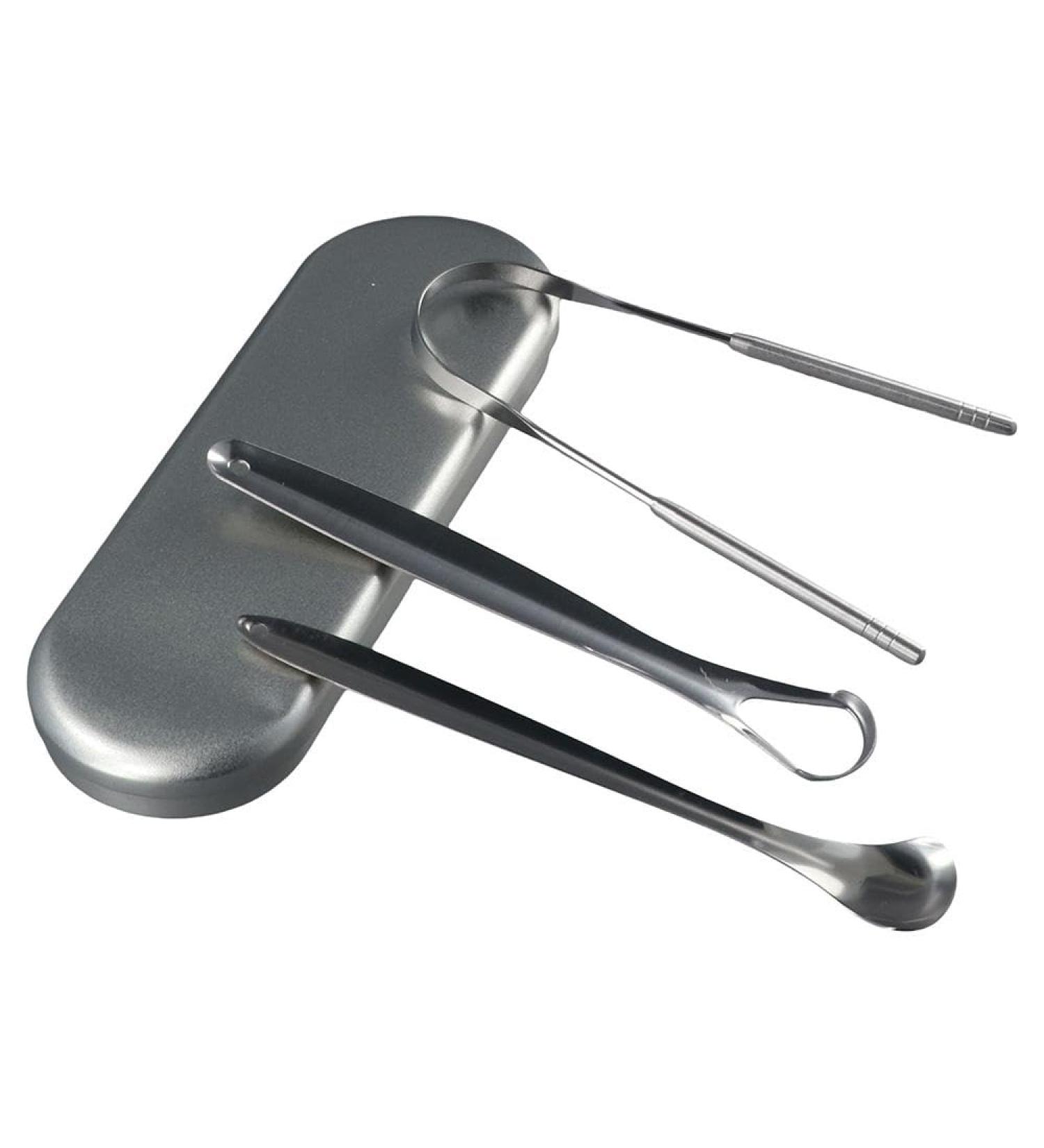 Stainless Steel Tongue Scraper | Metal Tongue Cleaner for Fresh Breath | Reusable Tongue Brush with Travel Case - Buy Online on GoSupps.com