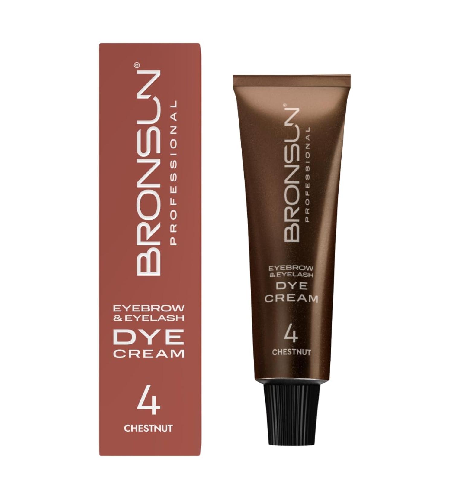 BRONSUN Cr me Teinture pour Cils et Sourcils | Couleur Intense et Longue Tenue | Formule Douce Sans Ammoniaque | Avec K ratine Soie et Vitamine E | Ch tain 4 15 ml