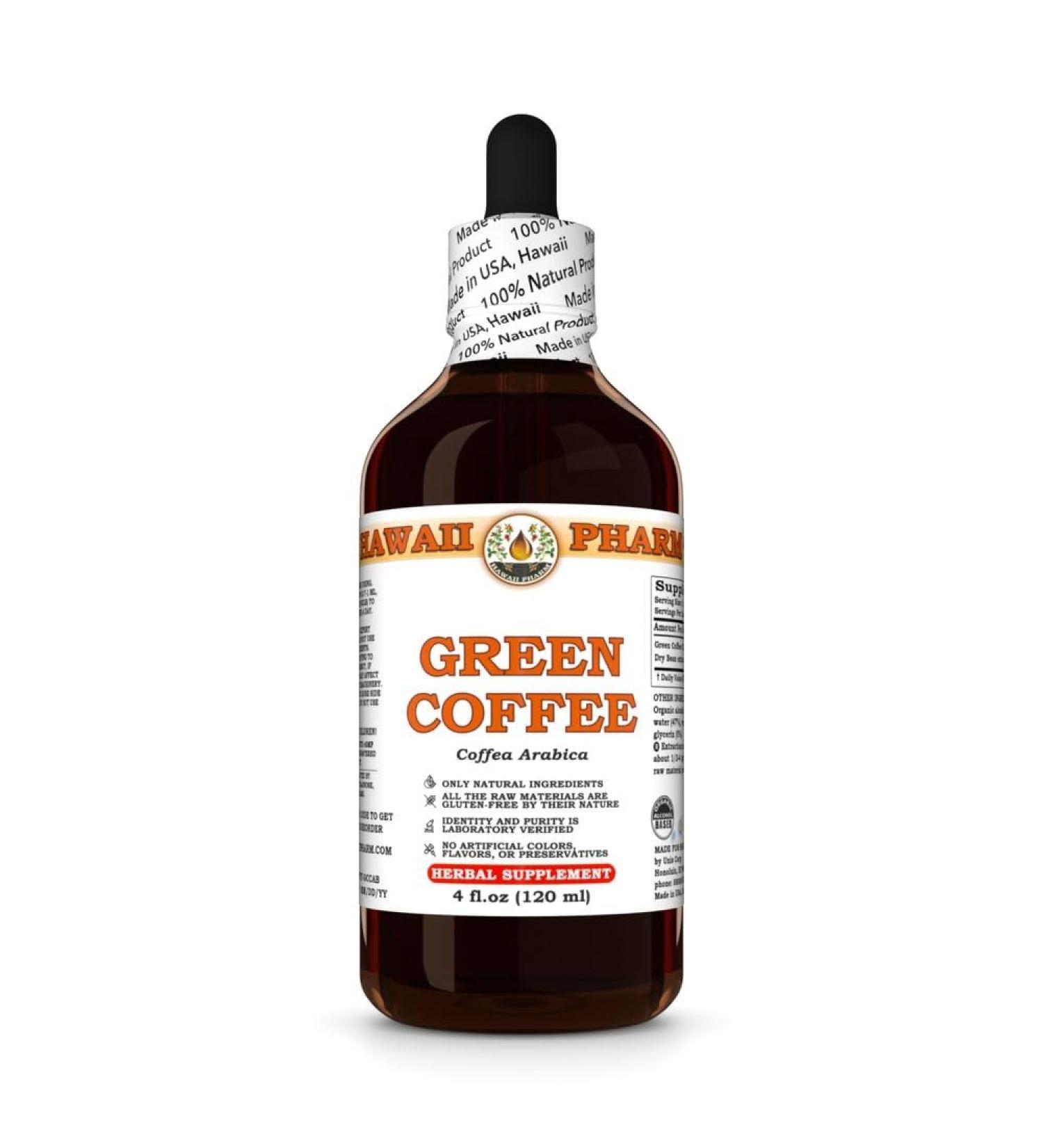 Green Coffee (Coffea Arabica) Dry Bean Tincture, Made in Hawaii, All Natural, Vegan, Pure Liquid Extract - 4 fl.oz 4 Fl Oz (Pack of 1) - Buy Online on GoSupps.com