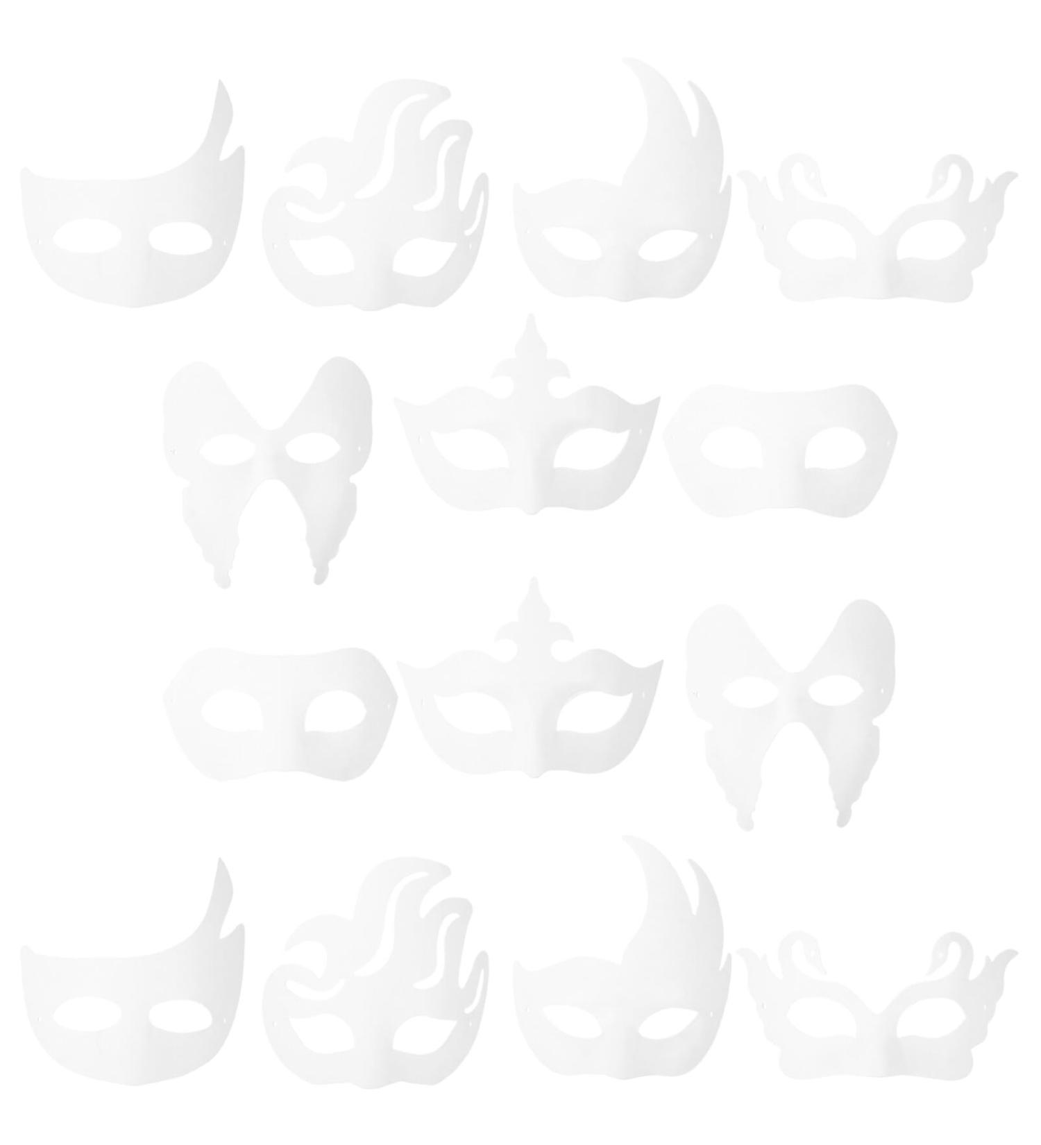 Dechous 14-Piece DIY Blank Masquerade Masks - White Paper Half-Light Art for Carnival & Cosplay - Buy Online on GoSupps.com