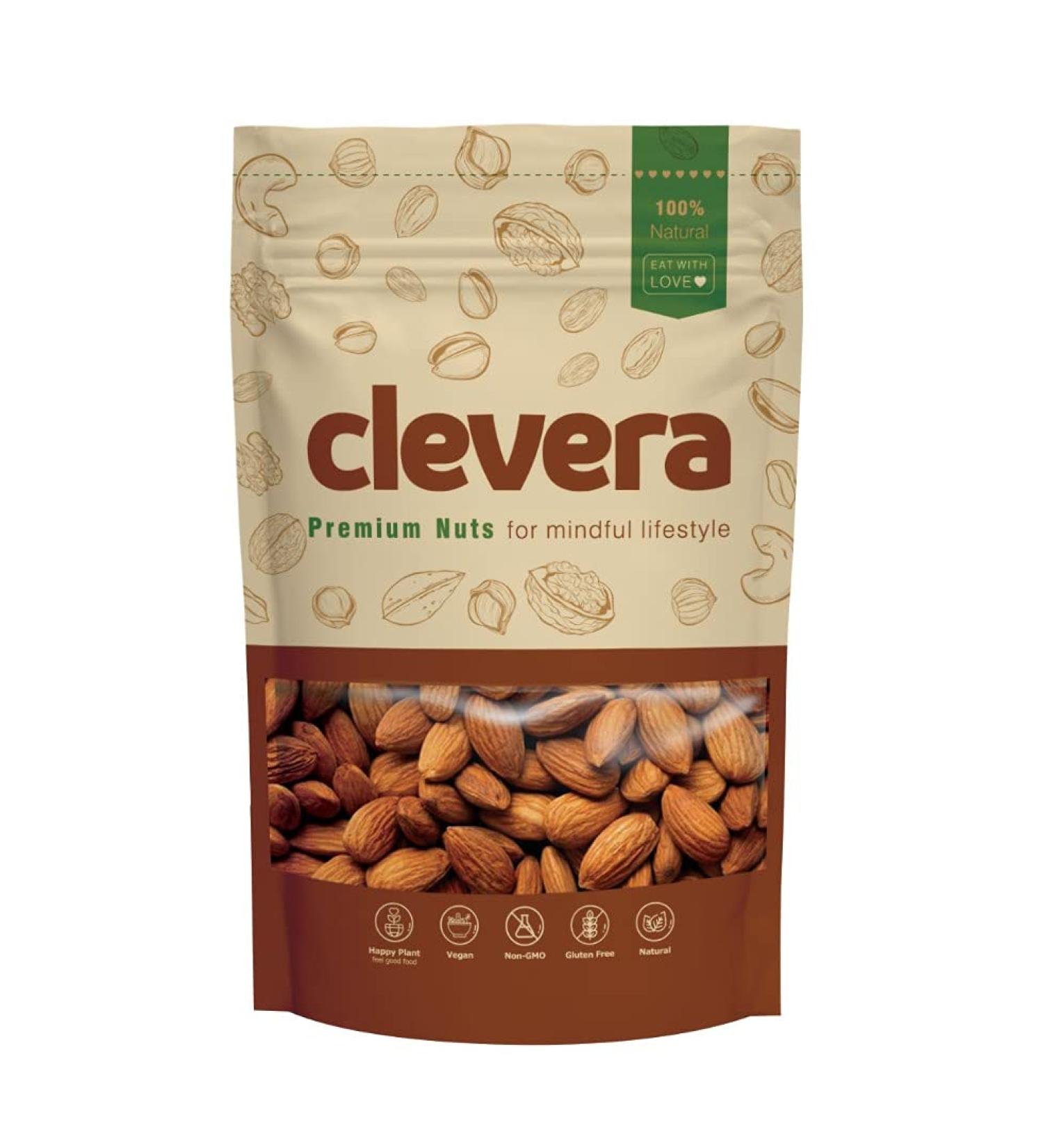 Clevera Supreme Almonds Jumbo (20-22) - Fresh - Raw -Kosher - HACCP - Small Batch - Sustainably Sourced - Straight from The Farm - Non-GMO - Gluten free (1-lb) 453.6 g (Pack of 1) - Buy Online on GoSupps.com