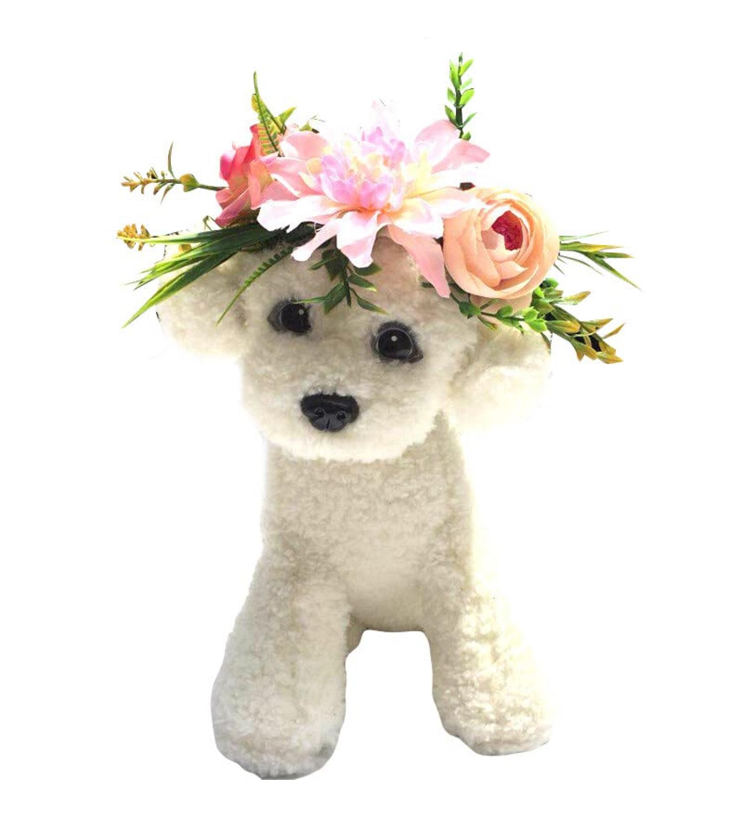 Soonhua Adjustable Dog Flower Crown | Pet Hair Band for Weddings Festivals & Birthdays - Flower Garland & Photography Props - Buy Online on GoSupps.com