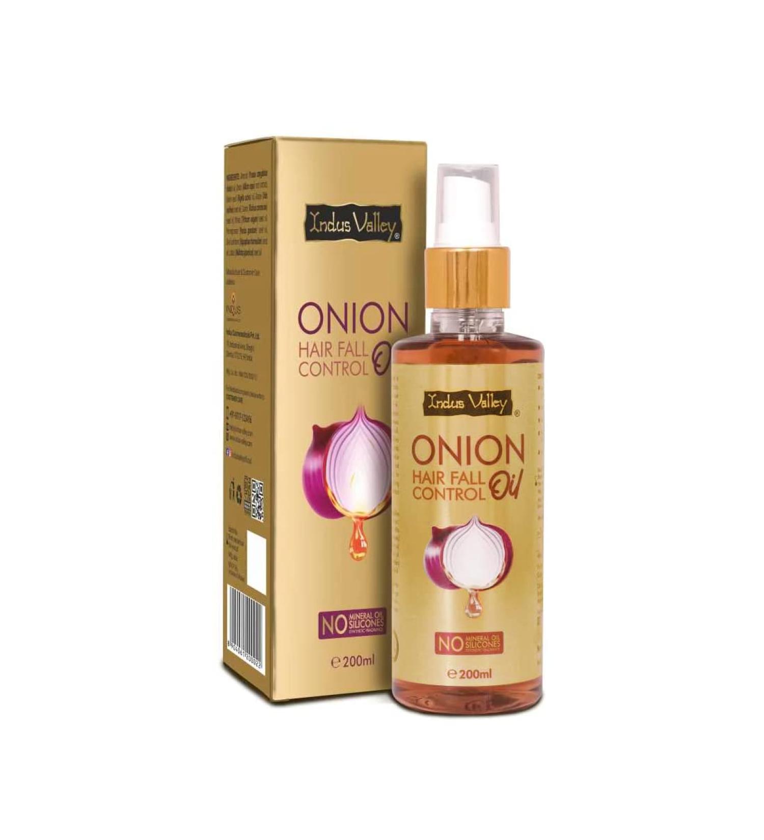 Indus Valley 100% Organic Onion Oil for Hair Fall Control - 200 ml | International Shipping Available - Buy Online on GoSupps.com