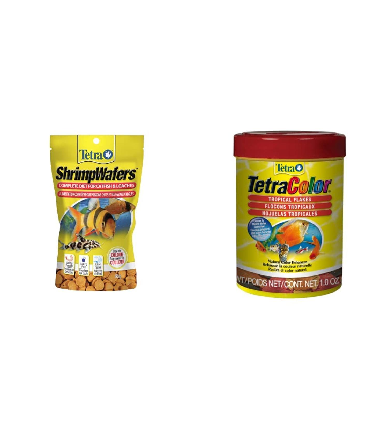 Tetra Shrimp Wafers 3oz + Tetra Tropical Colour Flakes 28g Fish Food - Buy Online on GoSupps.com