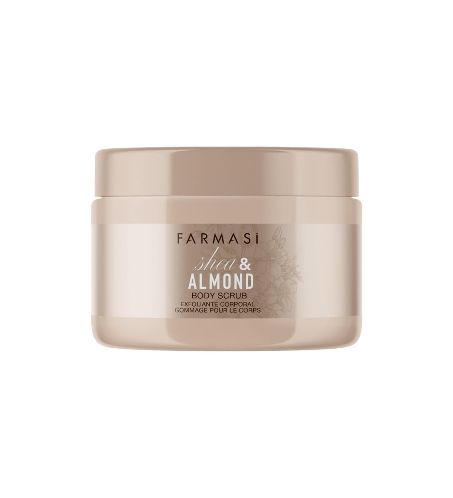 Farmasi Shea & Almond Body Scrub 110ml / 3.72fl.oz Creamy Exfoliating Body Polish with Shea Butter and Almond Oil for Smooth Skin Texture Nourishing Shower Scrub for Daily Care Women Men