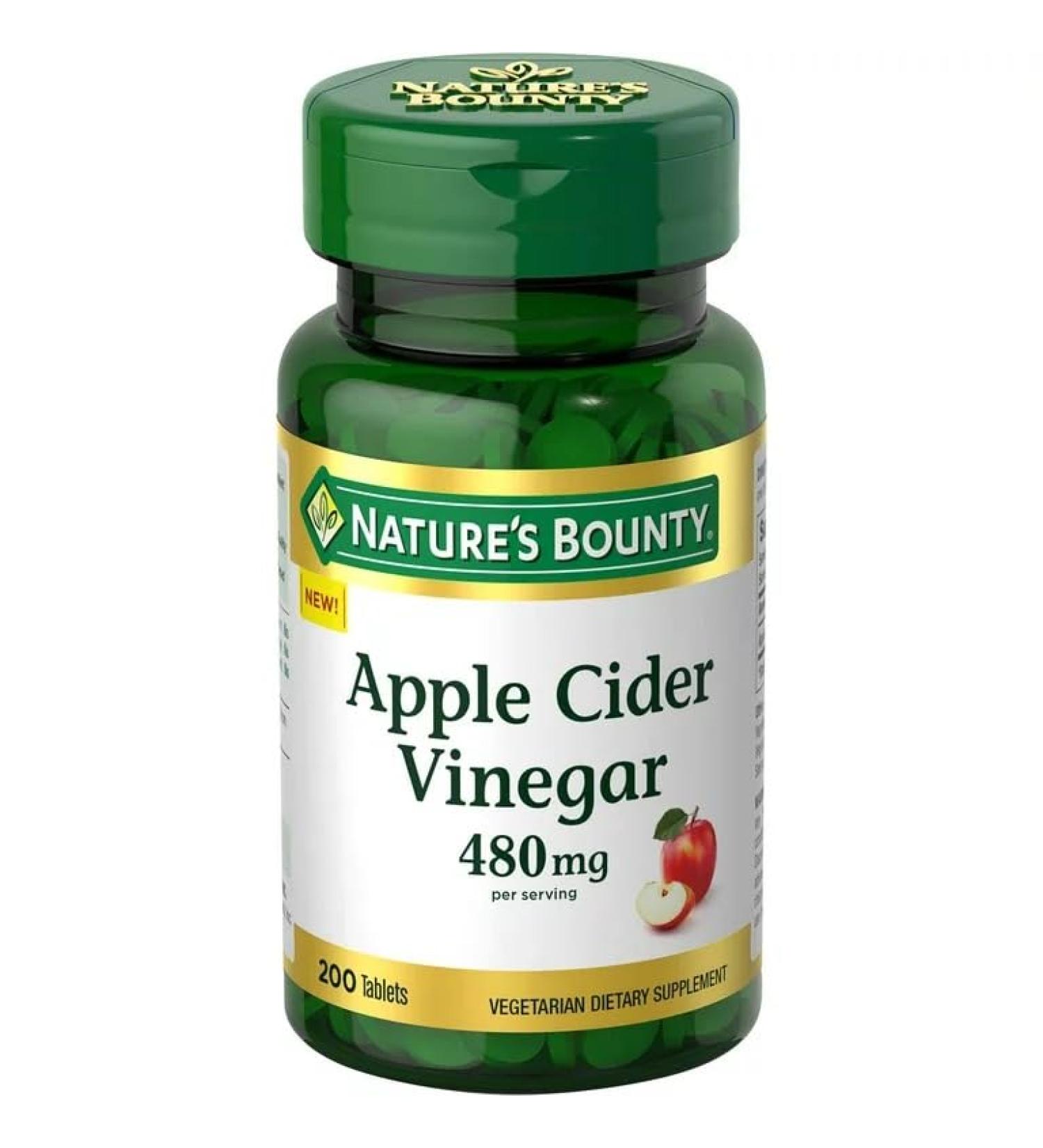 Nature's Bounty Apple Cider Vinegar 480mg Supplement - 200 Tablets - Buy Online on GoSupps.com