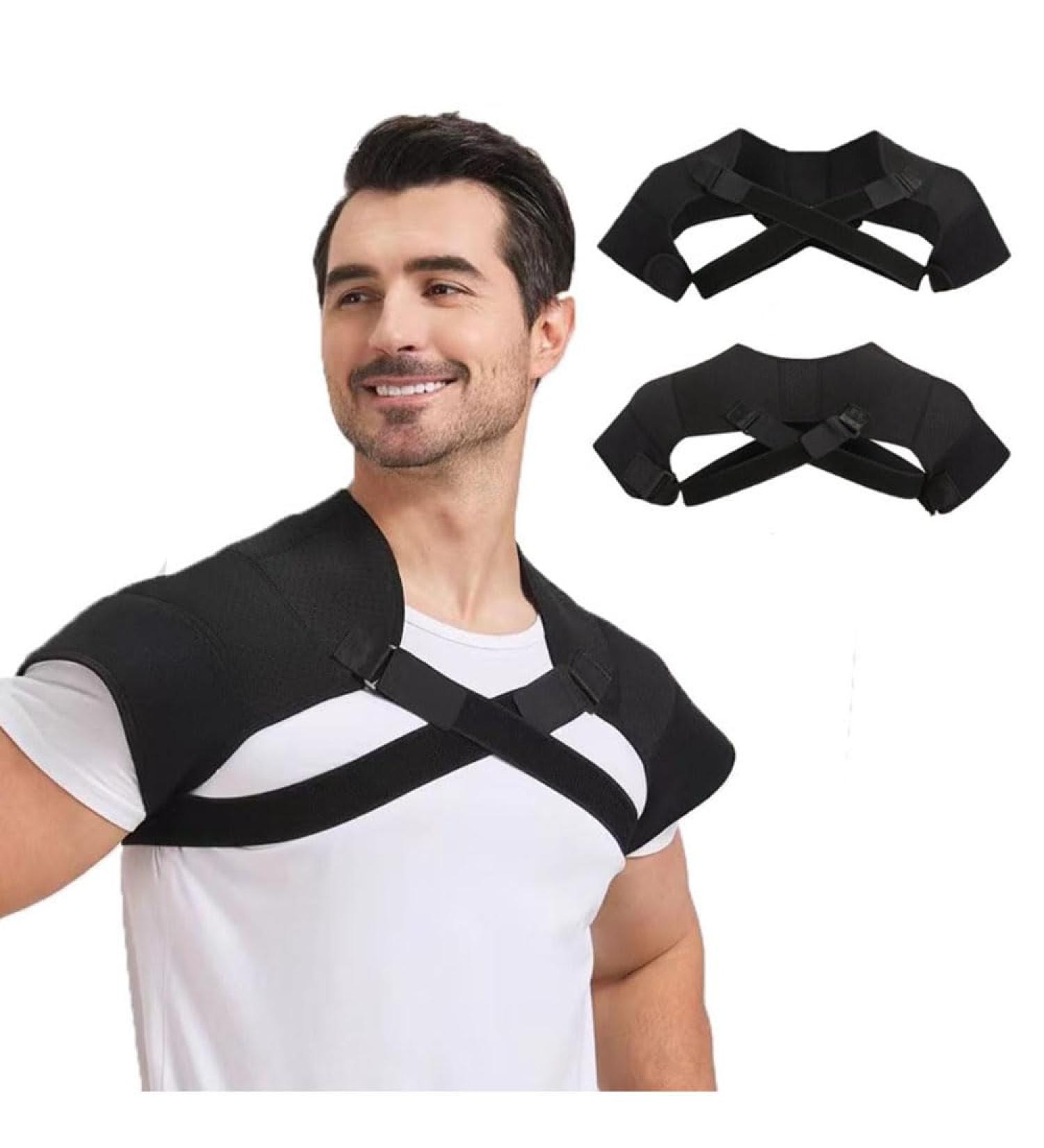Double Shoulder Support Protector Shoulder Strap Brace for Women Men Sports Protective Gear Adjustable Shoulder Support Clavicle Brace Posture Corrector Shoulder Wrap Protector for Lifting Sports S/M(Suitable for shoulder width 36-39cm) - Buy Online on GoSupps.com