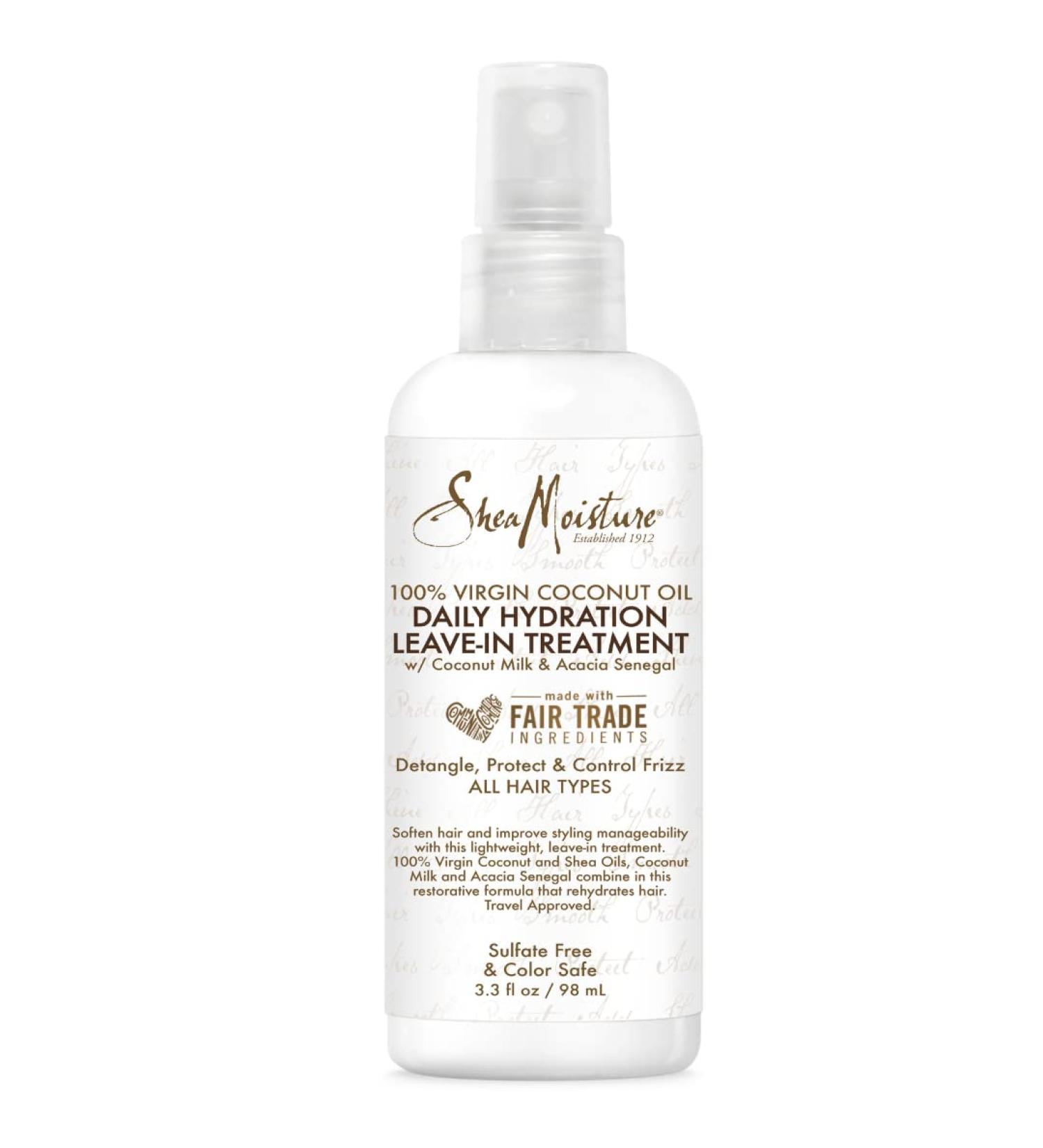 Shop Shea Moisture 100% Virgin Coconut Oil Daily Hydration Leave In Treatment - 3.3oz | Nourishing Hair Care for All Hair Types | Fast International Shipping - Buy Online on GoSupps.com