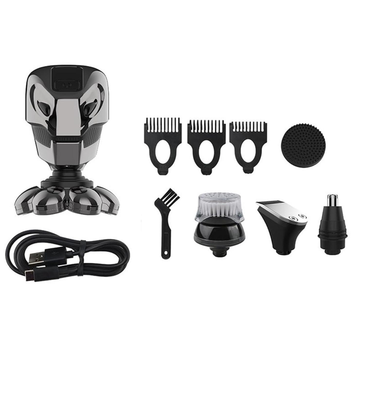 ecaqlin 5 in 1 4D Men'S Bald Electric Shaver 7 Floating Blades Beard Nose Ear Hair Trimmer Men'S Cleansing Brush - Buy Online on GoSupps.com