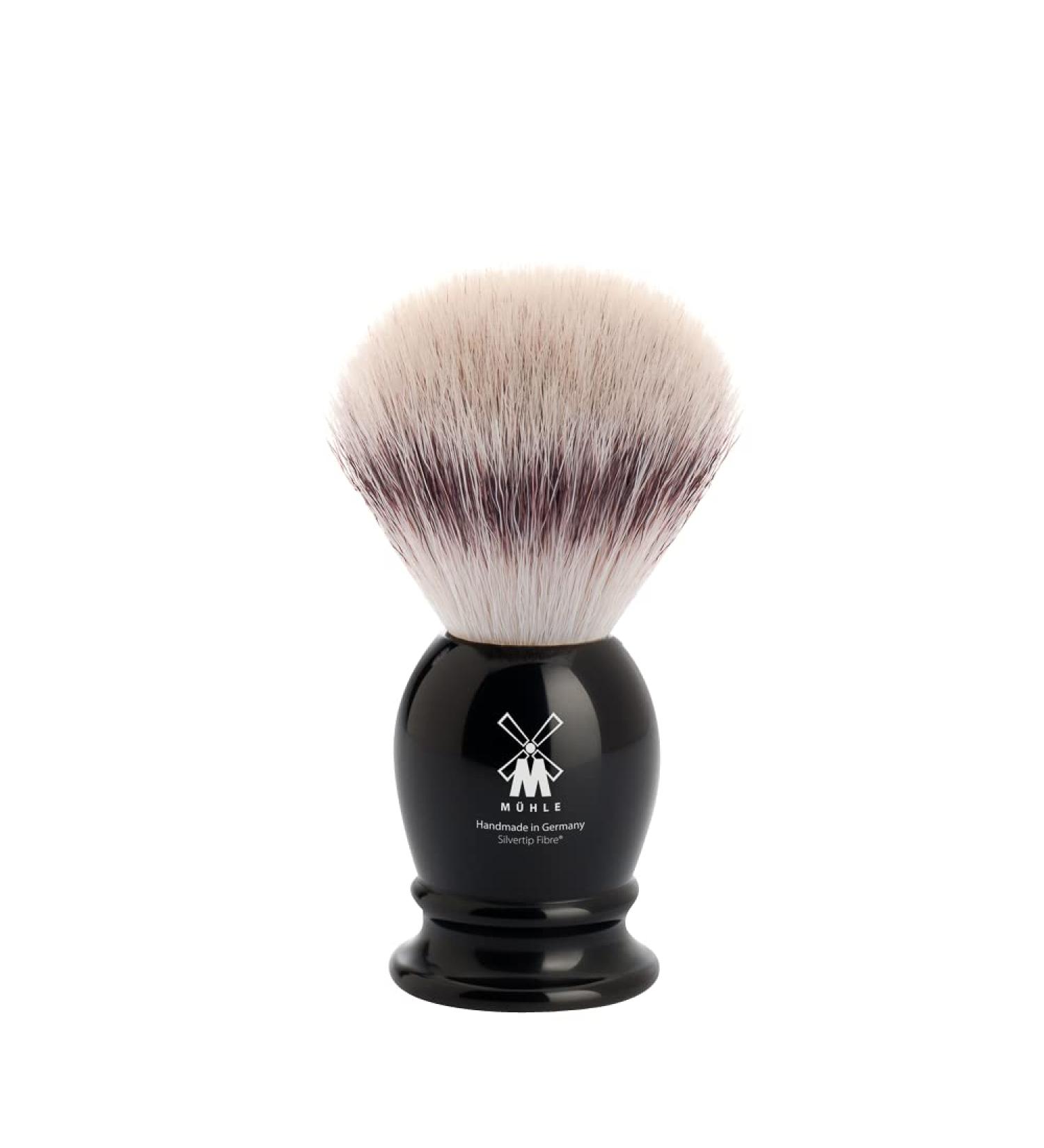 Mhle Classic Silvertip Badger Fiber Brush - Black Resin Handle | Luxury Men's Shave Accessory - Buy Online on GoSupps.com