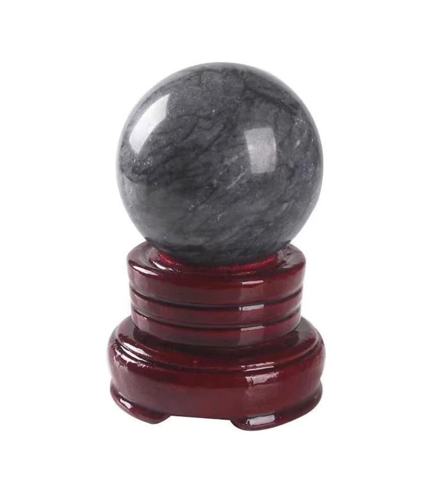 Natural Crystal Rough Crystal Ornaments 1pc 50mm Natural Black Jade Quartz Stone Crystal Ball Spheres Gemstones for Home Decor - Buy Online on GoSupps.com