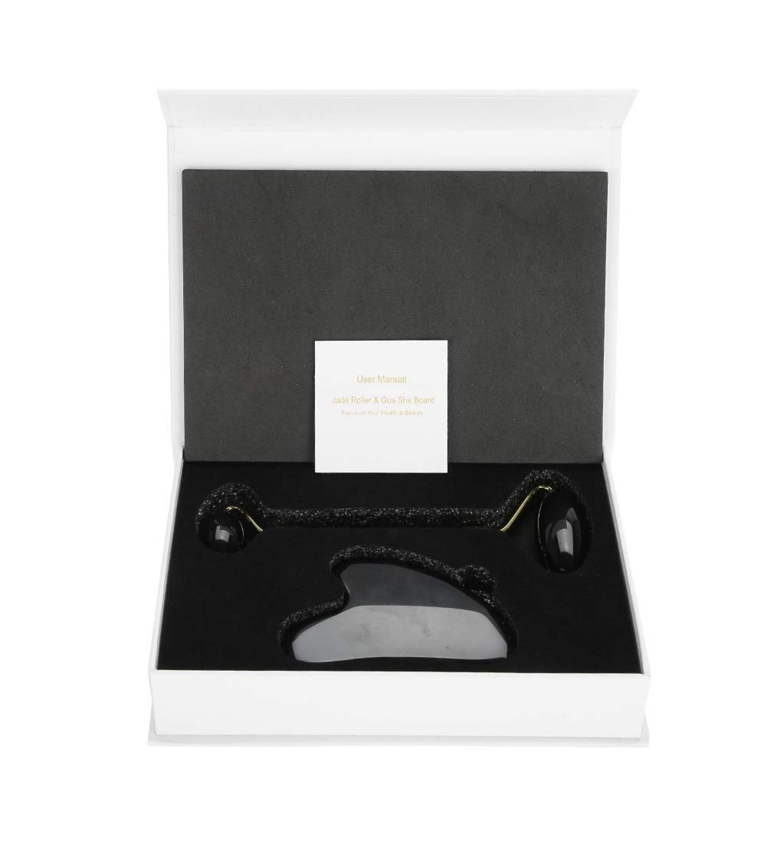 Leylor Natural Obsidian Roller Massage Set - 2pcs Double-End Roller & Scraping Board Kit | Perfect Massage Gift Tool - Buy Online on GoSupps.com