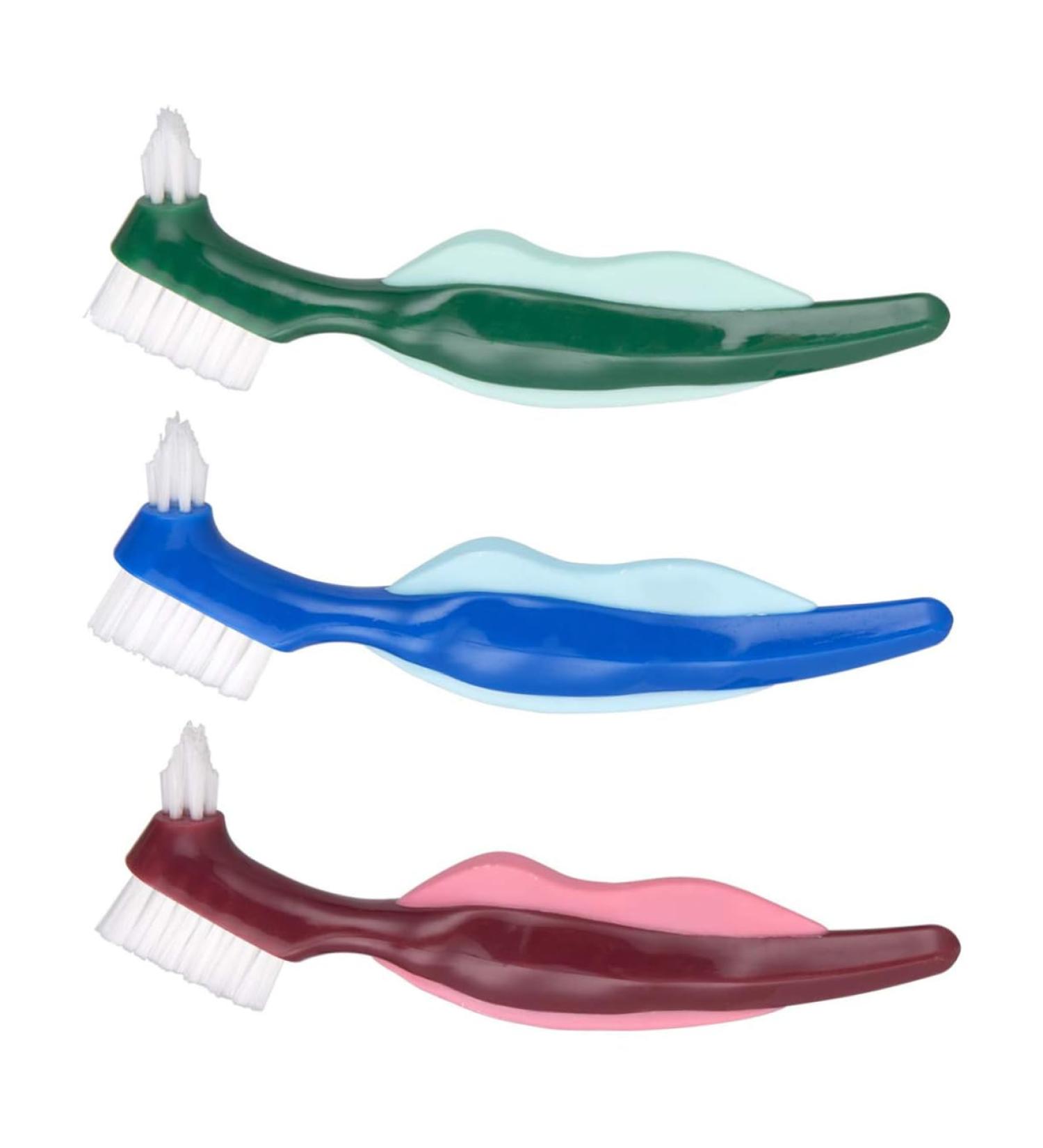 Minkissy Double-Headed Toothbrush - 3-Piece Prosthesis Cleaning Brush Set for Effective Denture Care - Buy Online on GoSupps.com