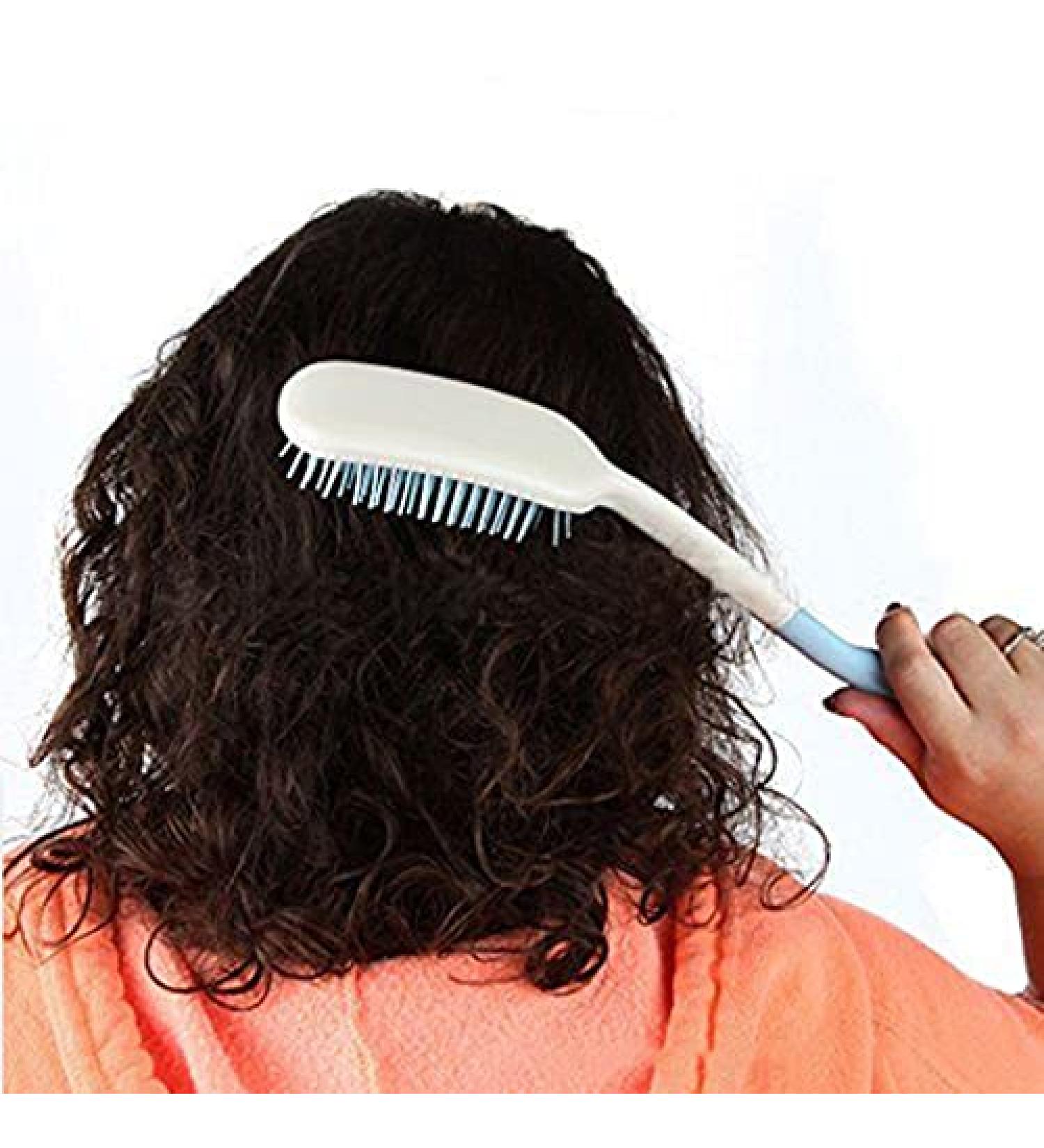 Long Reach Hairbrush with Non-Slip Handle - Blue&White | Ideal for Elderly & Disabled - Buy Online on GoSupps.com