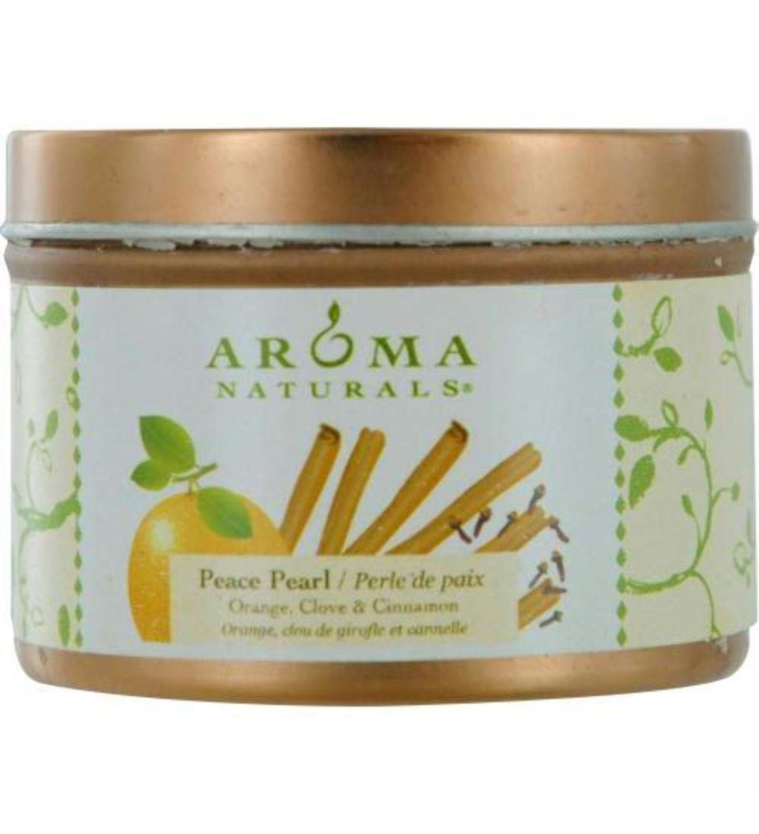 Aroma Naturals 814749 Aroma Naturals Soy VegePure Travel Candle - Peace Pearl Orange Clove and Cinnamon - 2.8 oz