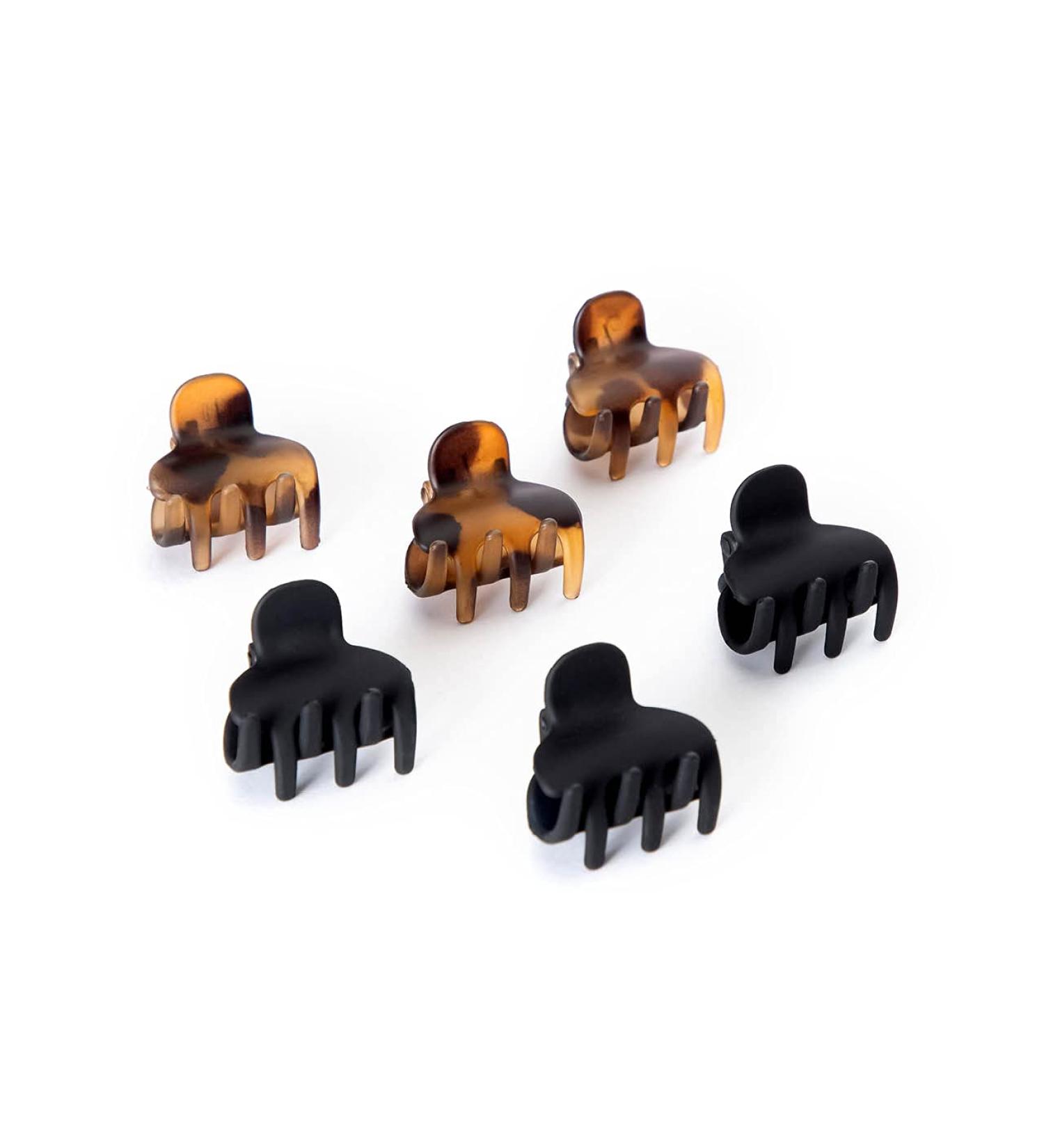 Kitsch Small Hair Clips for Women - Recycled Plastic Claw Clips & Mini Clips for Thin Hair - 6 Pcs Tortoise & Black Set - Buy Online on GoSupps.com