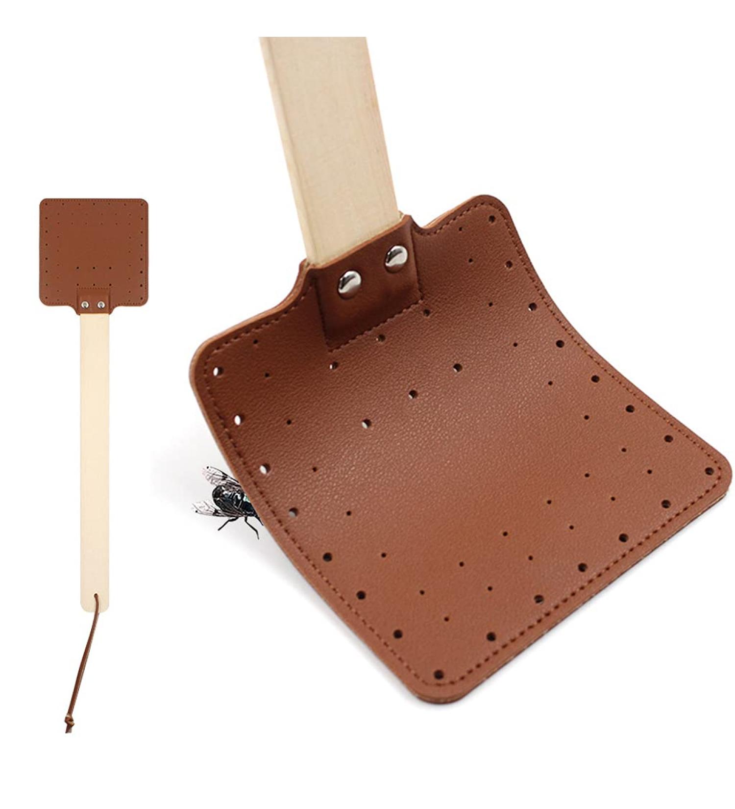 Fly Swatter Strong Leather Fly Swat with Long Flexible Handle Heavy Duty Fly Swatters Fly Swatters Brown - Buy Online on GoSupps.com