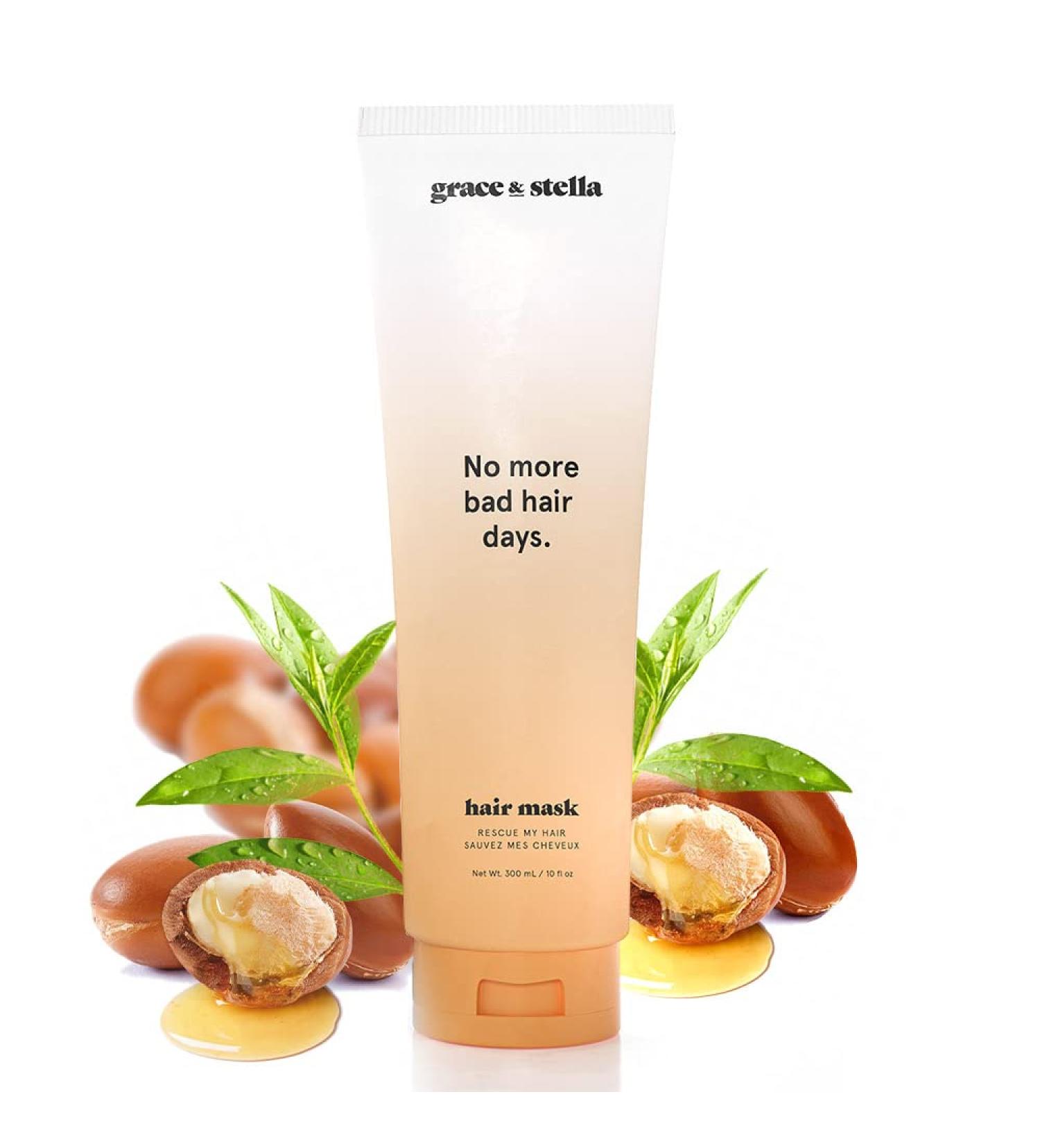 Grace & Stella Rescue My Hair Mask - Vegan Deep Conditioner for Dry Damaged Hair with Argan Oil - Hydrating Hair Masque for Growth and Repair - 10.14 Fl Oz - Buy Online on GoSupps.com