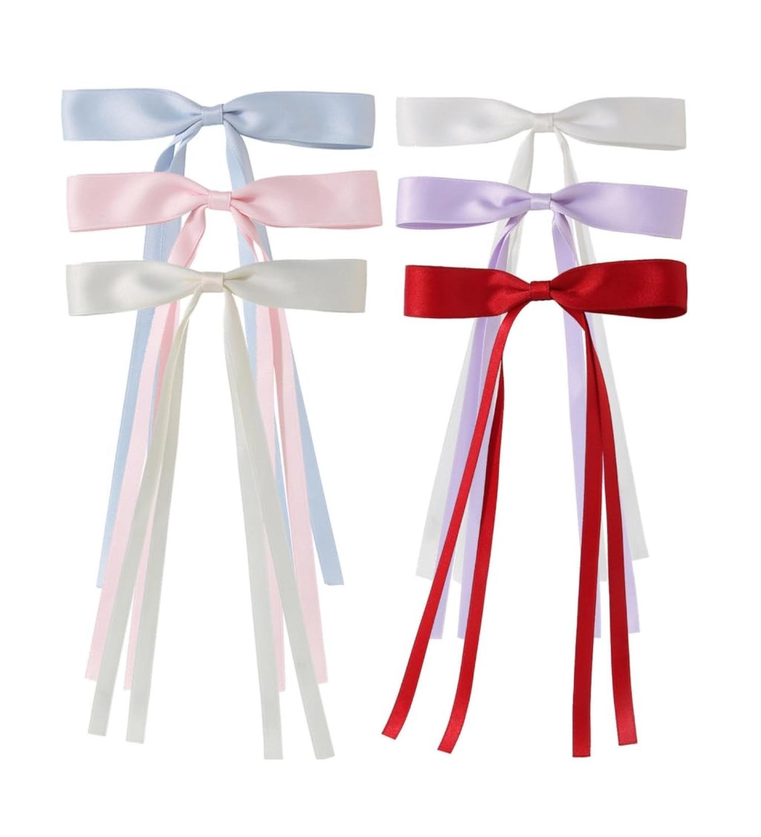 hgnxa Ribbon Elegant Style Side Clip Hair Clip Sweet Girls y Style Long knot Balletcore Type B 6 piece set - Buy Online on GoSupps.com