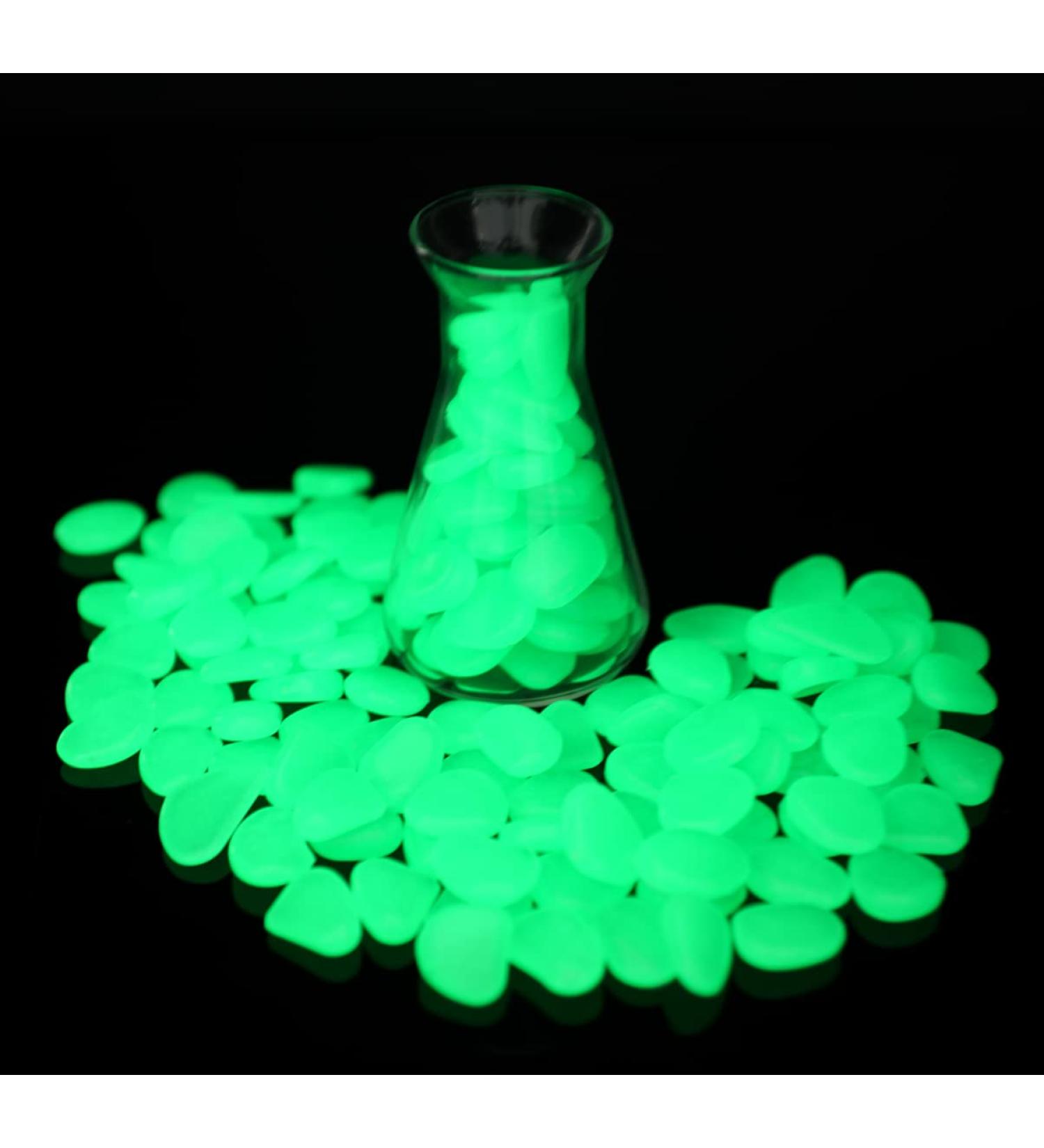 Halcyerdu 200 Pcs Fluorescent Pebble Stones - Bright Green Night Light Stones for Aquarium & Garden Decoration - Buy Online on GoSupps.com