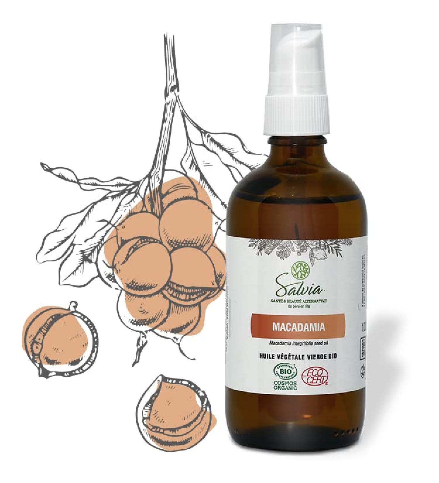 Salvia - Organic Macadamia vegetable oil - Cold pressed - 100% pure and natural - 100 ml