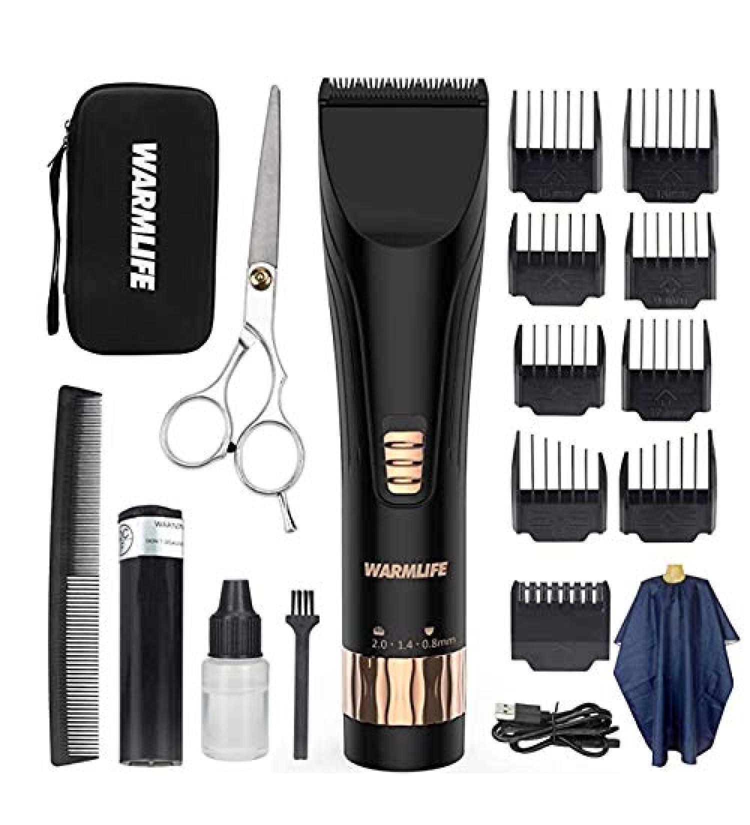 Warmlife Professional Barber Hair Clippers Kit for Men - Cordless Trimmer with Apron, Scissors, Combs, and Portable Bag X5-NEW-1 - Buy Online on GoSupps.com