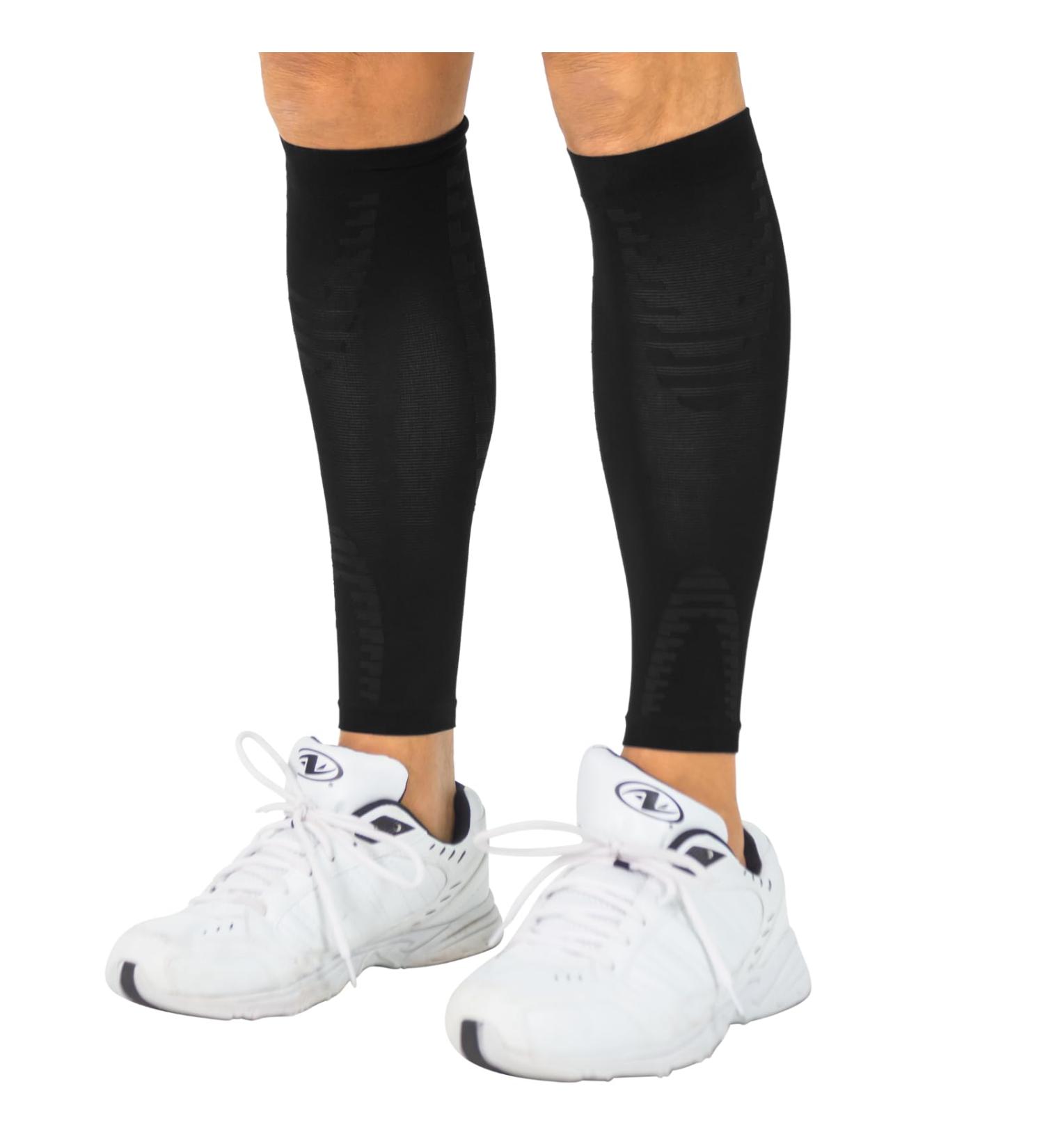 Vive Compression Calf Sleeves - Footless Running / Cycling Socks for Diabetics, Arthritis, Shin Splints - Medium Size (1 Pair) - Buy Online on GoSupps.com