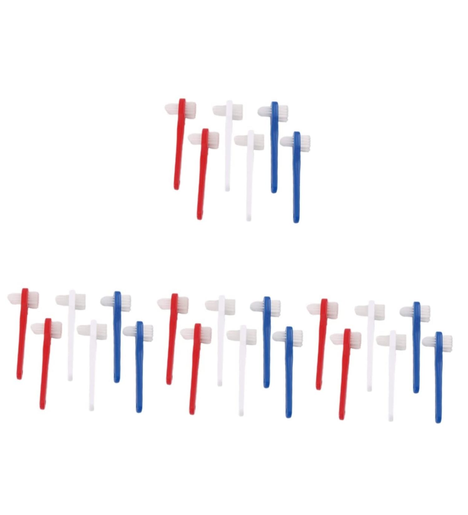 Minkissy 24 STK Double-Headed Toothbrush for Prosthetics - Comfortable Cleaning Brush for False Teeth & Dentures - Travel-Friendly Tool in Assorted Colors - Buy Online on GoSupps.com