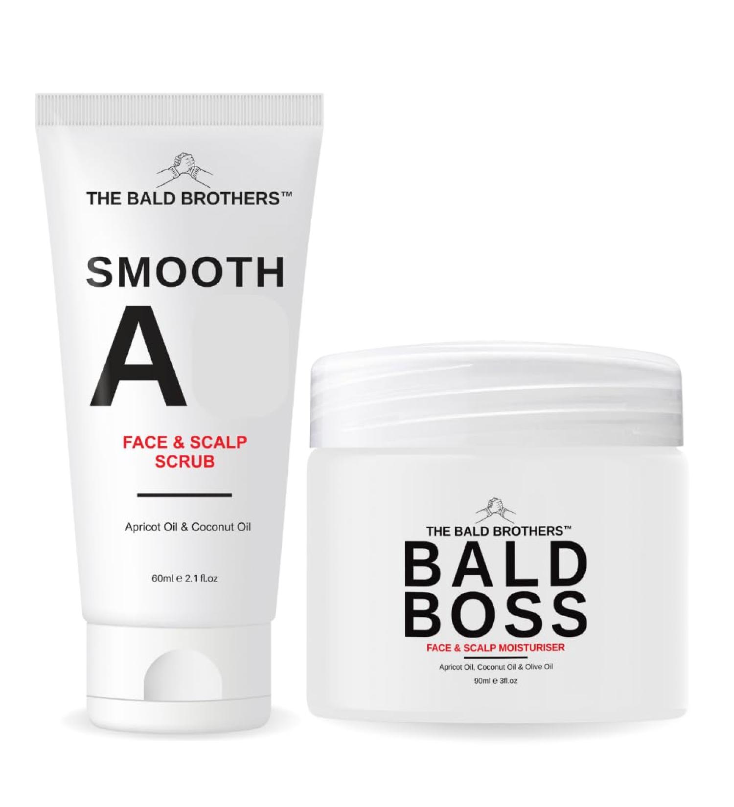 The Bald Brothers Bald Head Care Set | Complete Natural Bald Head Care | Daily Grooming Set for Men | Cleanses Exfoliates & Moisturizes | 60-90 Count Supply - Buy Online on GoSupps.com