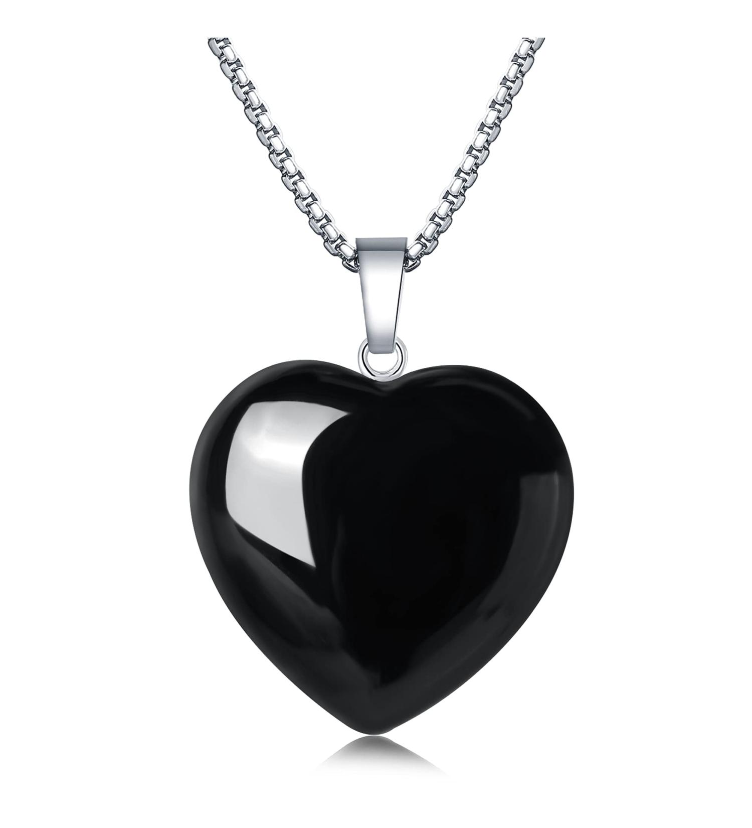 XIANNVXI Black Obsidian Necklace 1.2 Healing Crystal Heart Gemstone Pendant for Women- Natural Spiritual Reiki Stone Jewelry - Buy Online on GoSupps.com