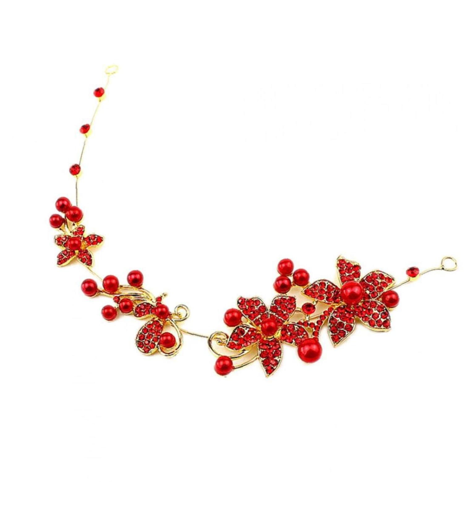 Wedding Hair Accessories Clips RoMaletic Crystal Pearl flower Bridal hairpin tiara crown bridal hair Jewelry Pins red hair - Buy Online on GoSupps.com