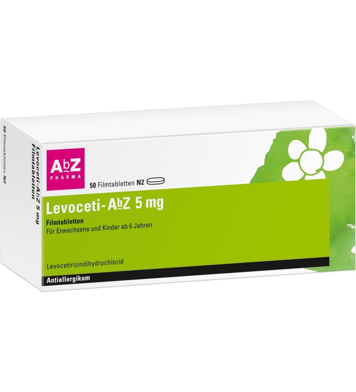Levoceti-ABZ 5 mg Film-Coated Tablets - Relief for Hay Fever Hives & Allergies (50 Pieces) - Buy Online on GoSupps.com