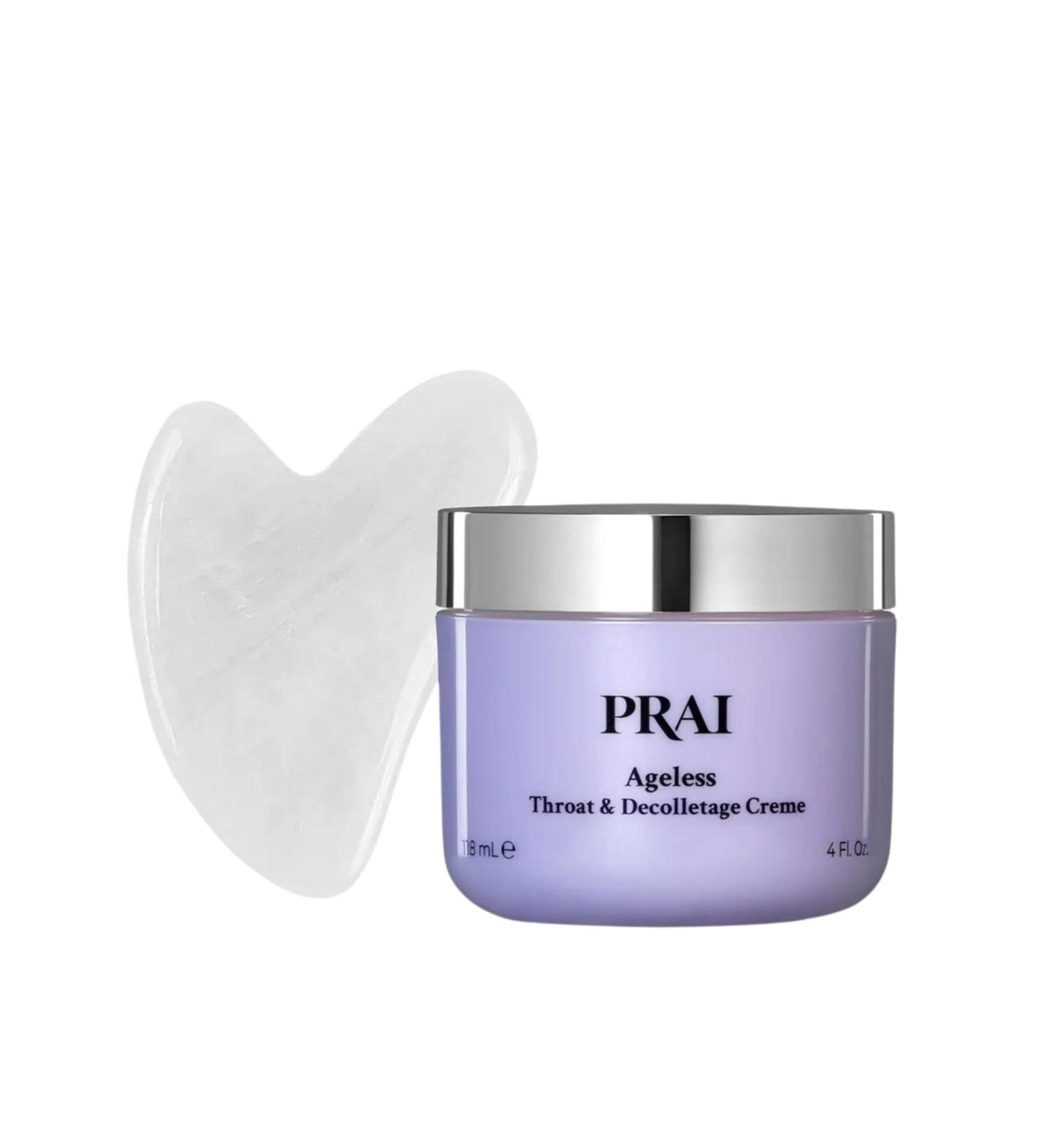 PRAI BEAUTY - Ageless Throat & Decolletage Creme With Free Gua sha - Premium Hydrolyzed Collagen Neck Cr me with Hyaluronic Acid & Shea Butter (118ml) Day Cream + Guasha 118 ml (Pack of 1) - Buy Online on GoSupps.com