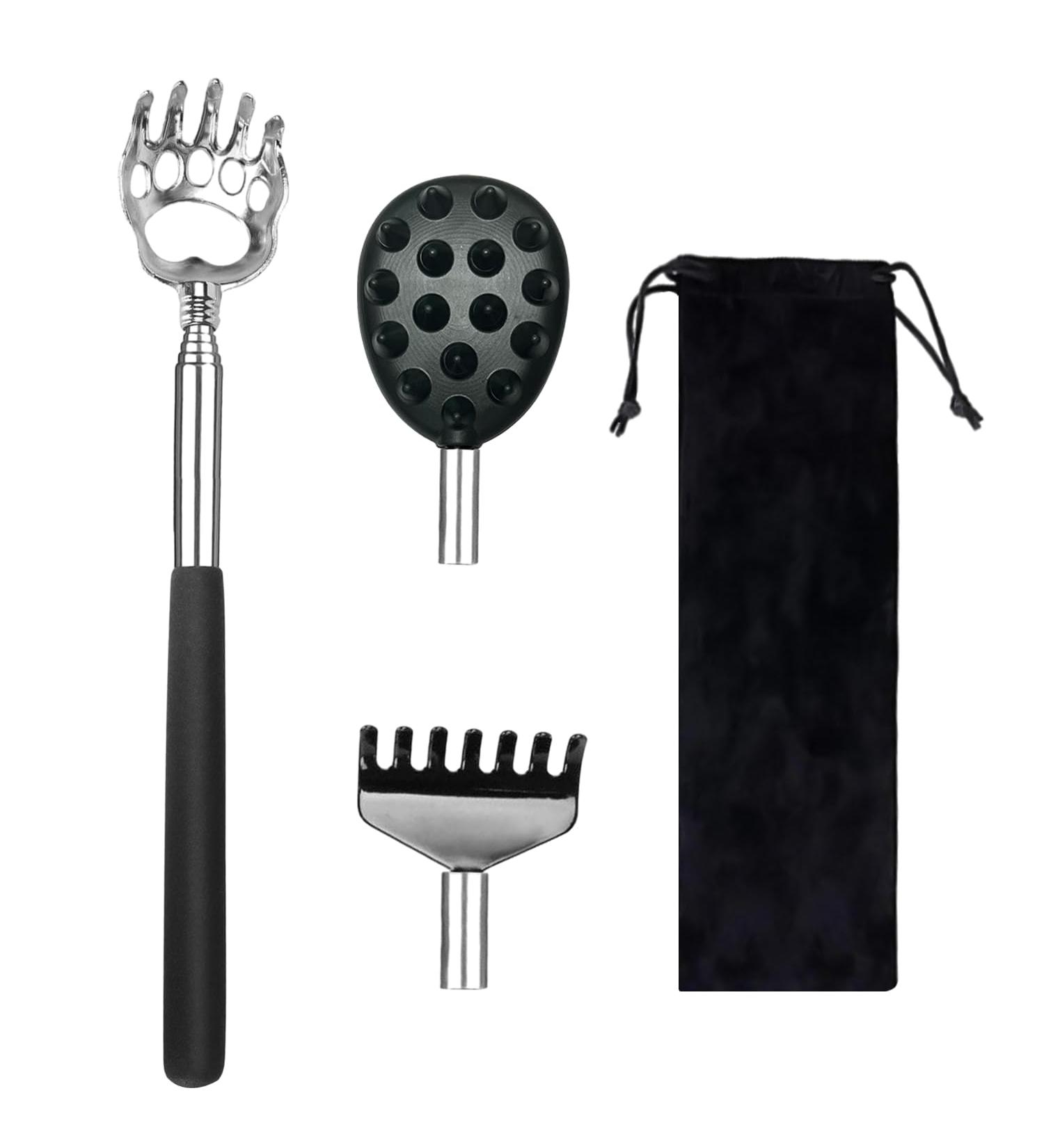 Removable Back Scratcher with 2 Replacement Heads & Storage Bag | Portable Stainless Steel Itching Massage Device (21 59 cm) - Buy Online on GoSupps.com