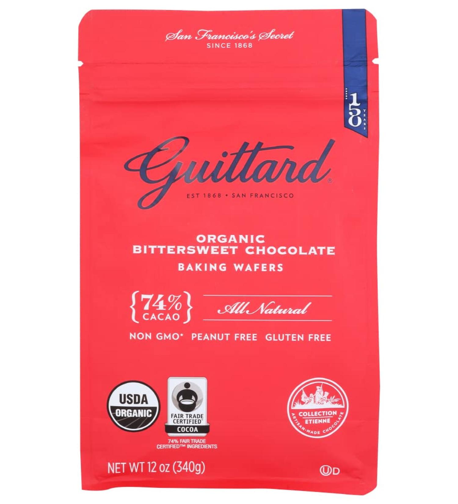 Guittard Organic 74% Chocolate Baking Wafers 12oz - Premium Quality Cocoa for Baking - Buy Online on GoSupps.com
