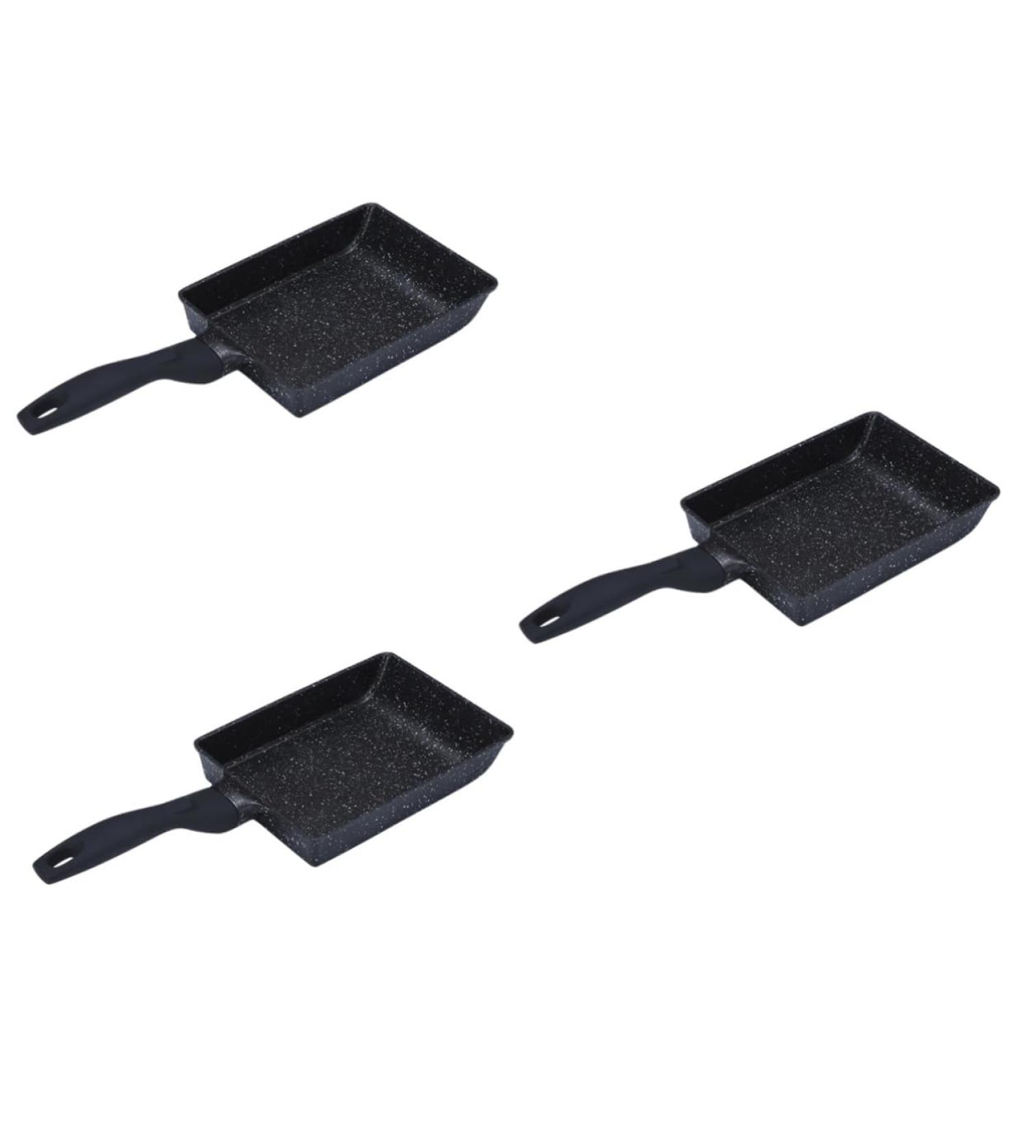 HOMSFOU 3pcs Omelet Pan Cooking Pan Skillet Egg Cooker Pan Tamagoyaki Sandwich Toaster Maker Nonstick Frying Pan Steak Frying Pan Aluminum Alloy + Square Pan Grill Plate 36.5x15cmx3pcs Blackx3pcs - Buy Online on GoSupps.com