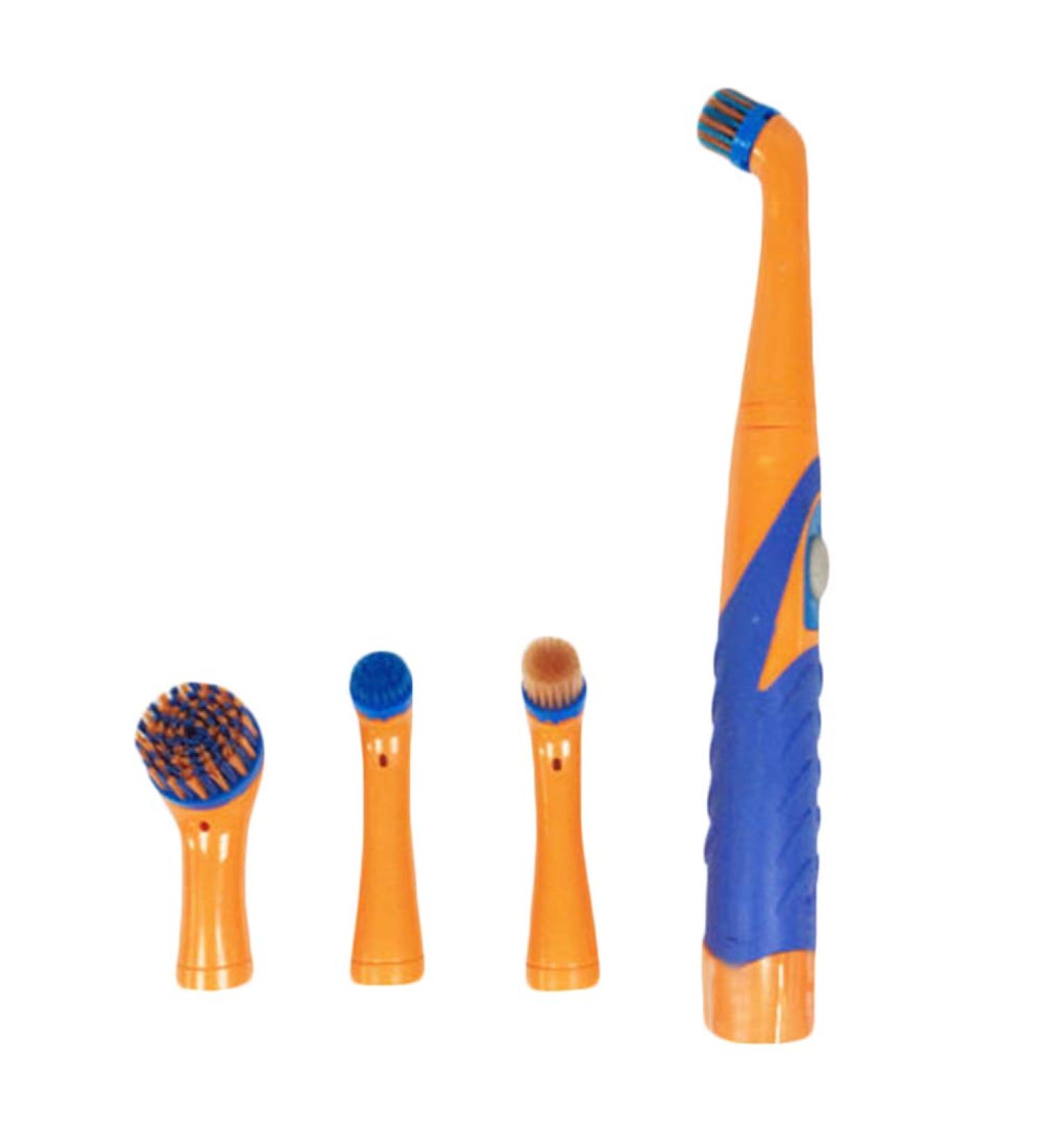Household Sonic Electric Cleaning Brush Power Scrubber with All Purpose 4 Brush Head Dirt Oil Dust Cleaner (Orange) - Buy Online on GoSupps.com