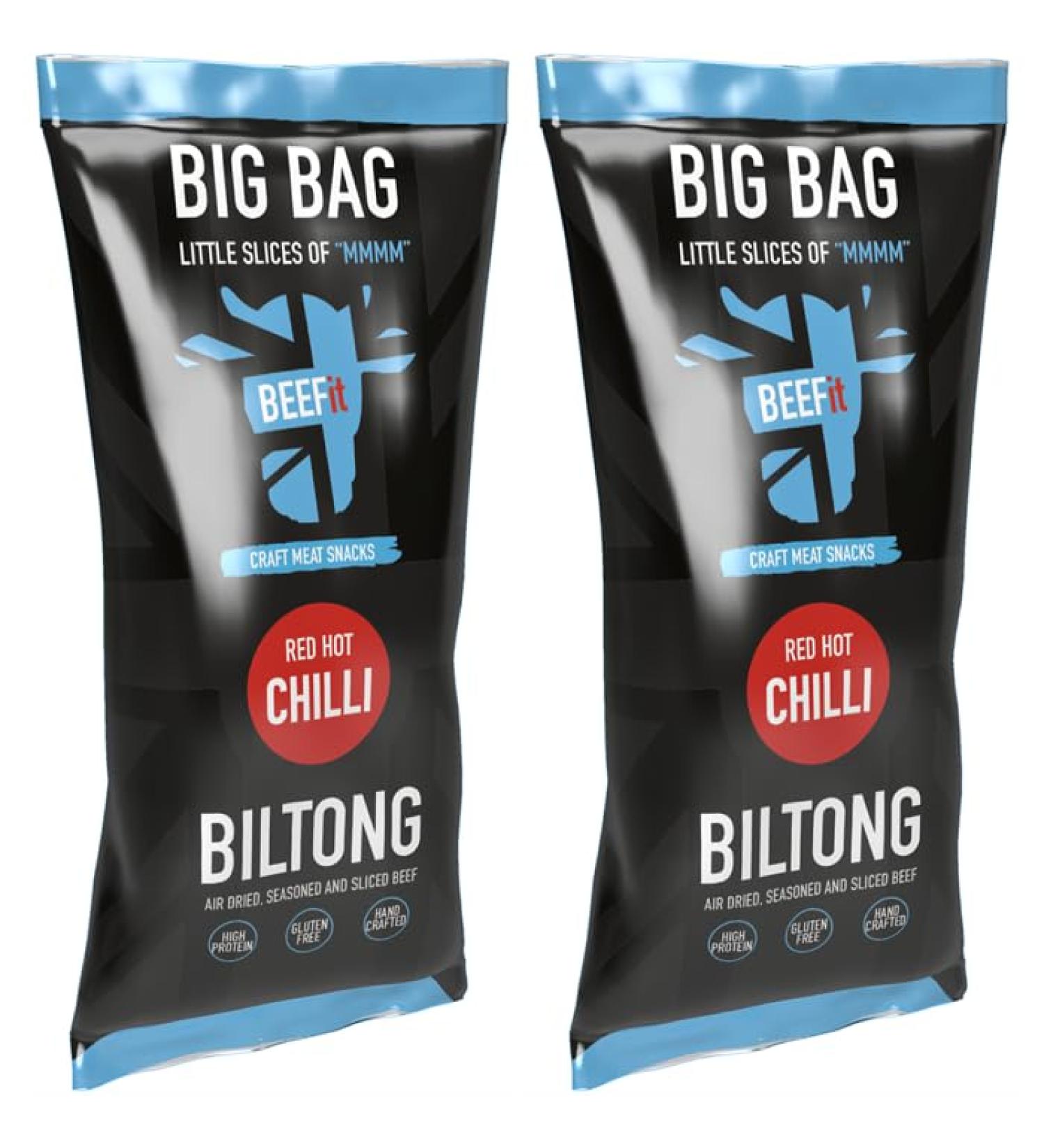 BEEFit Biltong Beef Jerky | 2x250g | High Protein | Gluten Free | Keto Friendly (Red Hot Chilli) - Buy Online on GoSupps.com