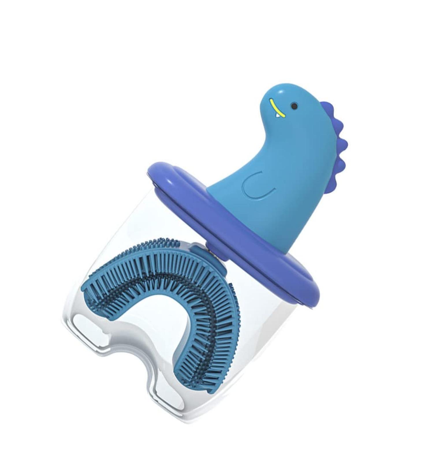 Kisangel Kids Manual U-Shaped Silicone Toothbrush - Blue Dinosaur | Oral Teether Toy for Children 2-6 Years - Buy Online on GoSupps.com