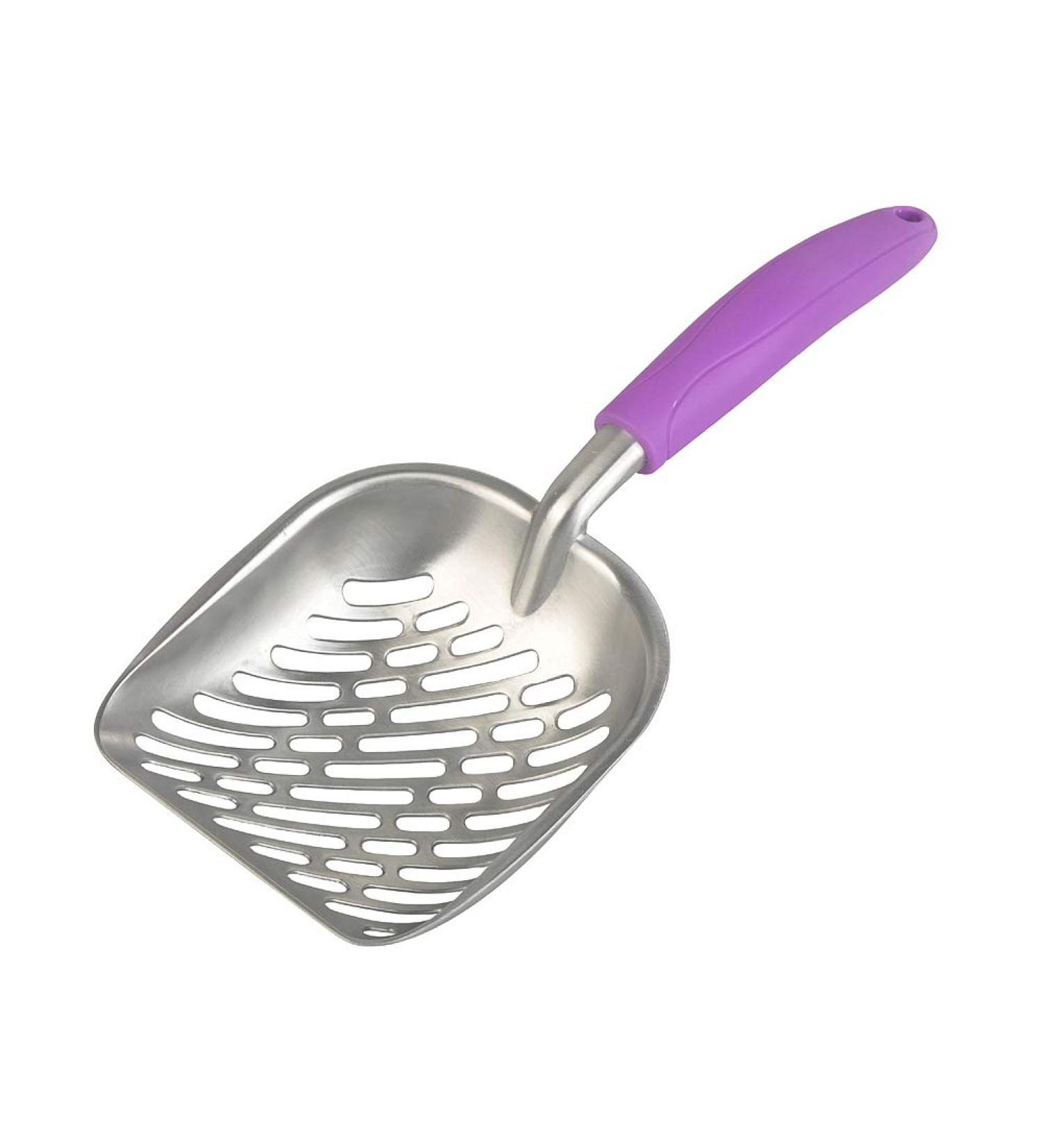 Large Metal Cat Litter Box Scoop Stainless Aluminum Alloys 13.8"*5.5"*1.8" (Purple Handle) - Buy Online on GoSupps.com